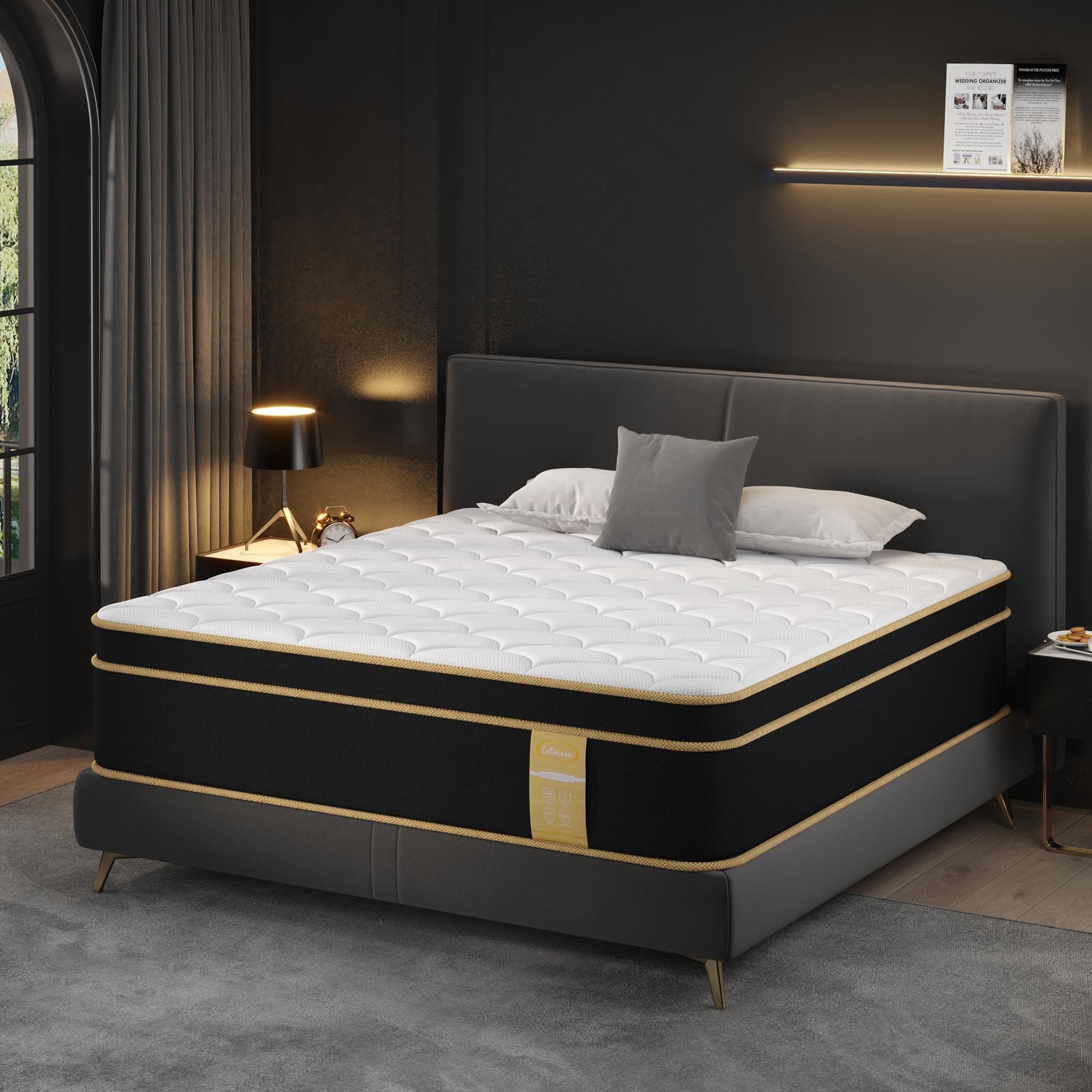 12 Inch Queen Hybrid Mattress - Medium Firm Foam & Pocket Coils for Edge Support | CertiPUR-US Certified | Bed in a Box | Perfect for Guest Rooms, Dorms & Small Apartments