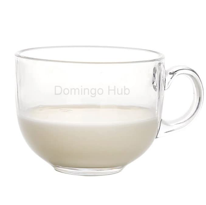 DOMINGO HUB® 2-Pack 440ml Clear Glass Mugs - Heat-Resistant Coffee Cups for Tea, Cappuccino, Espresso & Milk - Perfect for Hot Drinks, Soups & Breakfast - Ideal for Home, Office & Restaurant Use