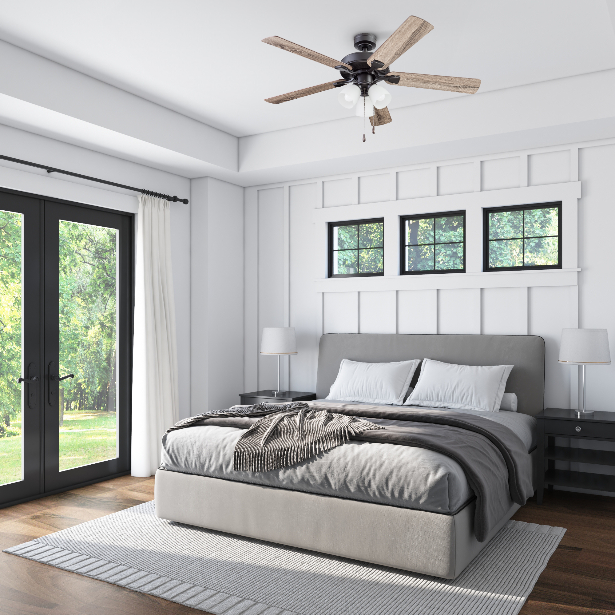 52 Inch Stannor Ceiling Fan with Pull Chain - Espresso Bronze Finish - Energy Efficient & Quiet - Perfect for Living Room, Bedroom, or Office