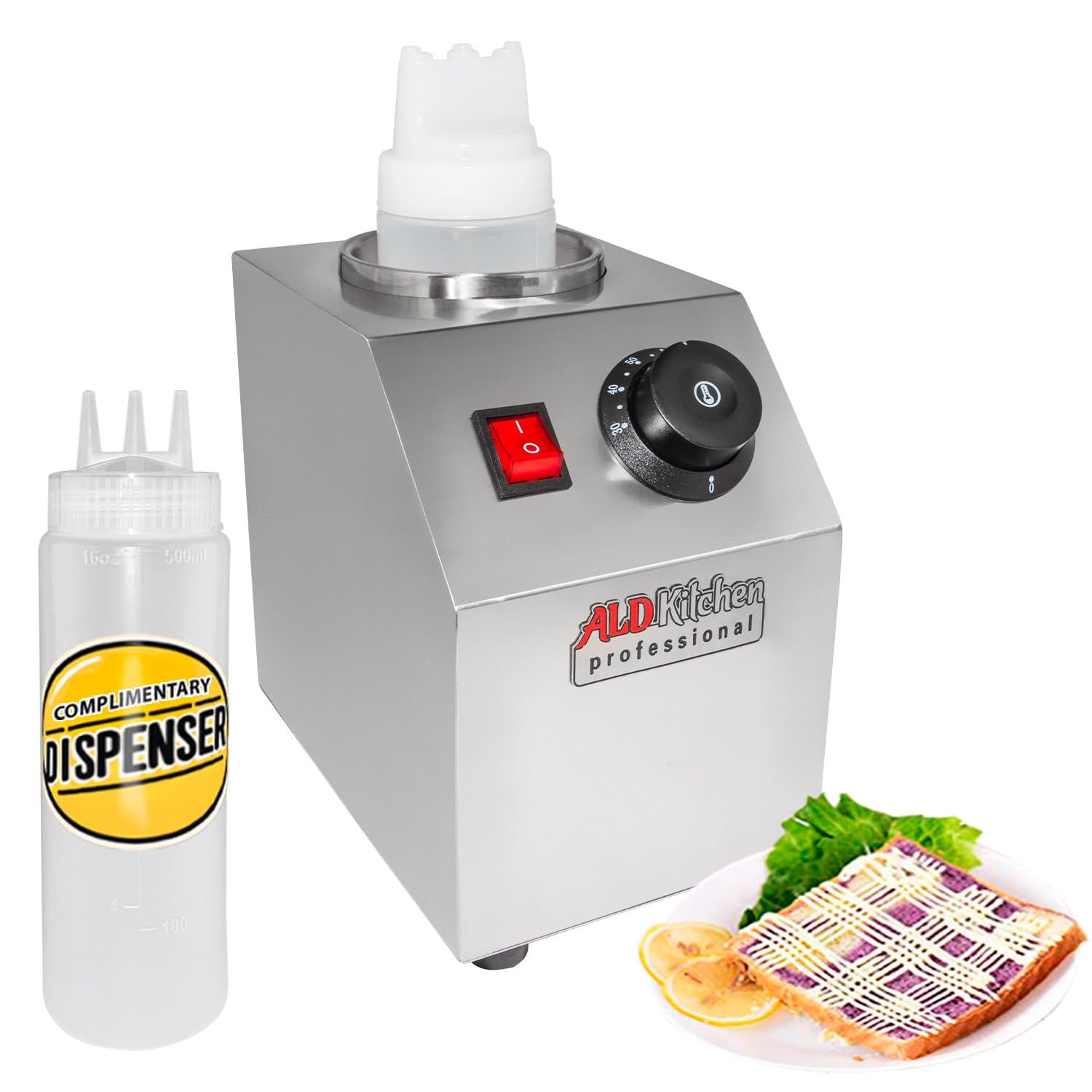 ALDKitchen Electric Sauce Dispenser & Heater - Commercial Stainless Steel Sauce Warmer 110V (1-Head) - Perfect for Restaurants, Catering & Food Service Businesses