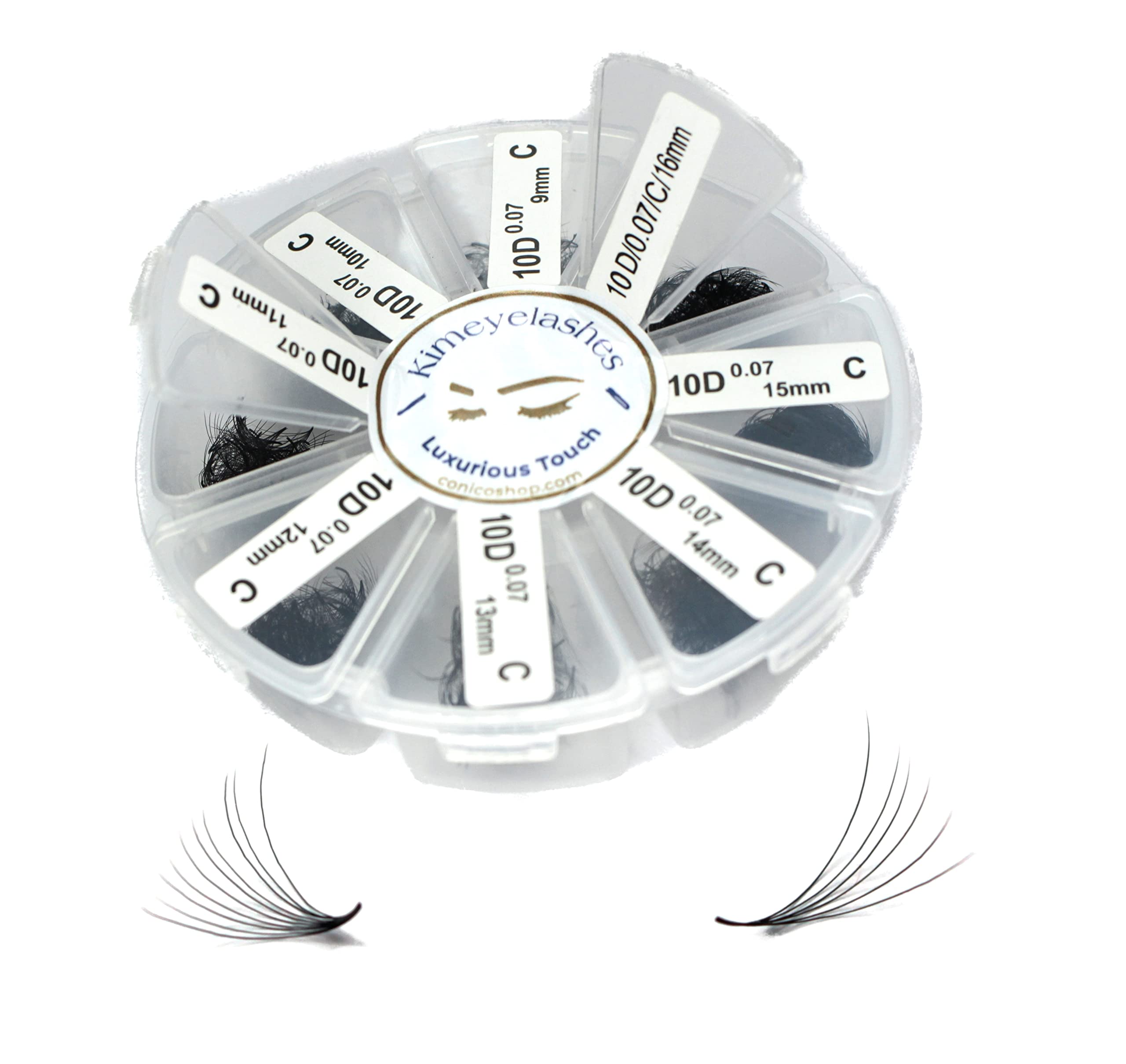 Premium Handmade 9D-16D Mixed Length Eyelash Extensions - 4D to 10D Wispy Spikes Hybrid Lashes with Easy Application (Curl D, 0.07) for Professional Salon & Home Use