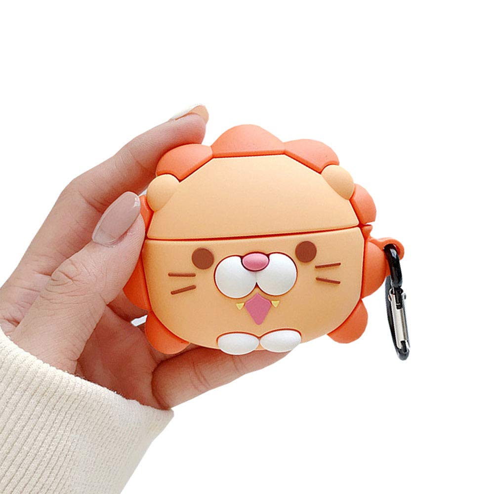 TOU-BEGUIN Wireless Charging Case for AirPods Pro - 3D Mighty Lion Design Soft Silicone Cover with Hook, Shockproof & Anti-Fall Protection - Perfect for Gym, Travel, and Daily Use