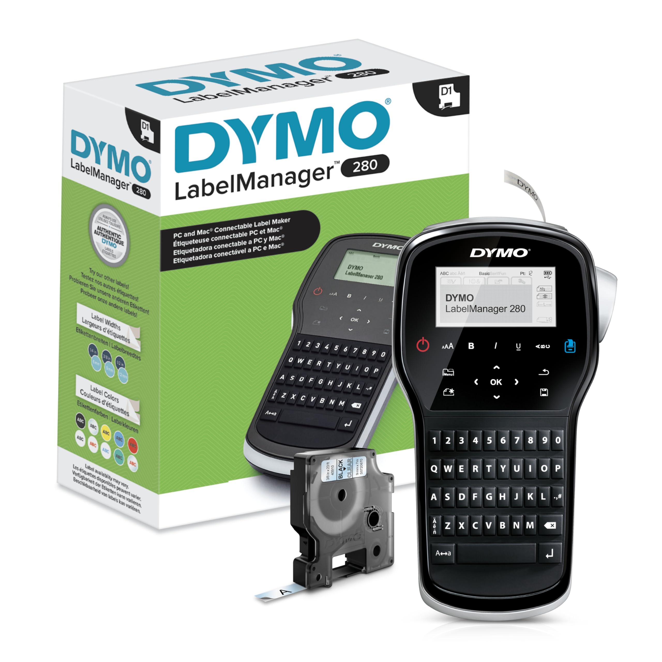 DYMO LabelManager 280 Rechargeable Portable Label Maker – Easy-to-Use with One-Touch Smart Keys & QWERTY Keyboard | PC & Mac Connectivity | Perfect for Home, Office & Warehouse Organization | Labeling Files, Storage Boxes & Equipment