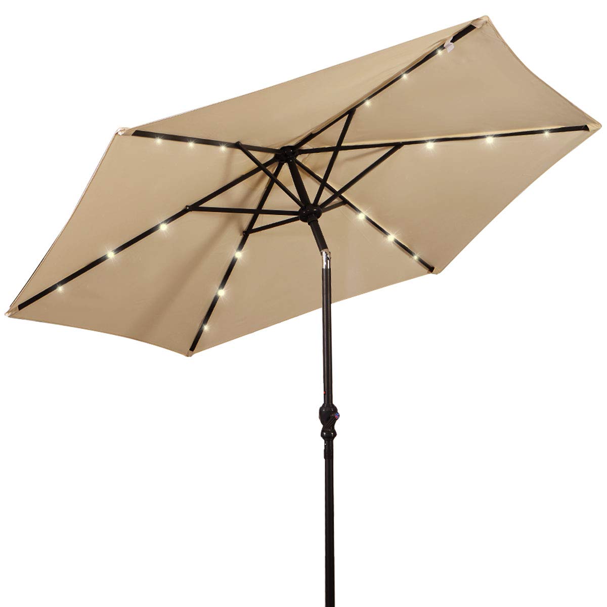 Giantex 9ft/10ft Solar LED Patio Umbrella with Crank & Tilt - Waterproof Outdoor Market Umbrella for Backyard, Deck, Pool, Beach - Perfect for Dining, Lounging & Outdoor Parties