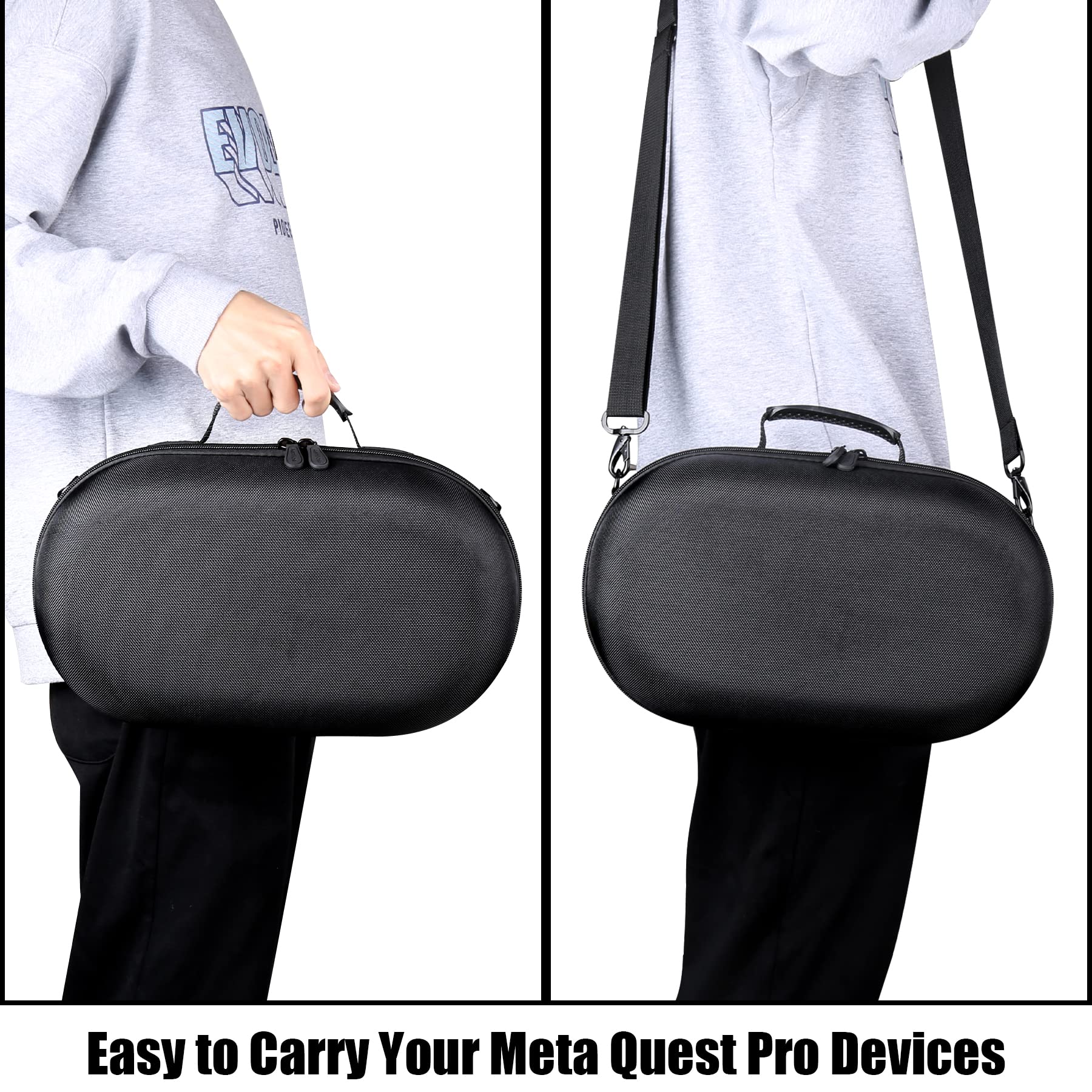 Aenllosi Portable Carrying Case for Meta Quest Pro & Meta Quest 3 VR Headset (Black & Blue) - Protective Storage Bag for Travel, Gaming, and VR Accessories Organization