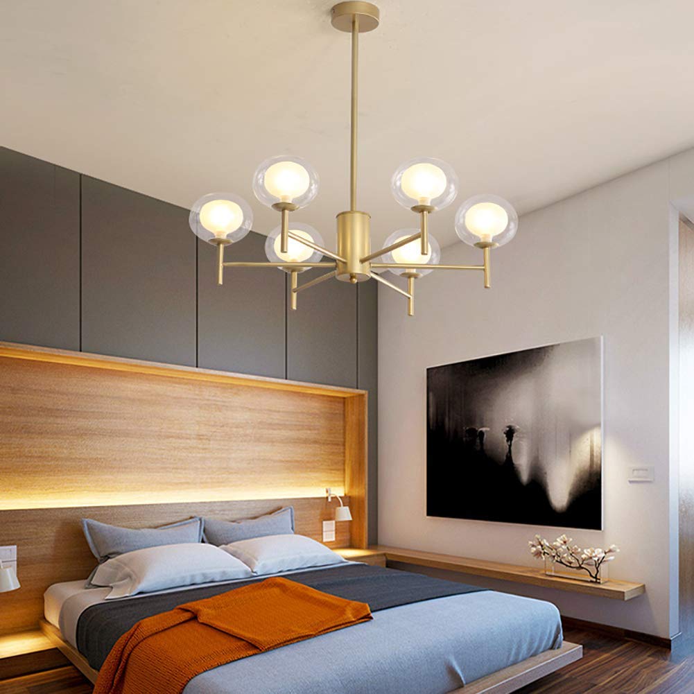 Modern Sputnik Chandelier - 9-Light Mid Century Pendant Lighting Fixture with Adjustable Arms, Golden Finish - Perfect for Dining Room, Living Room, Entryway & Bedroom Lighting