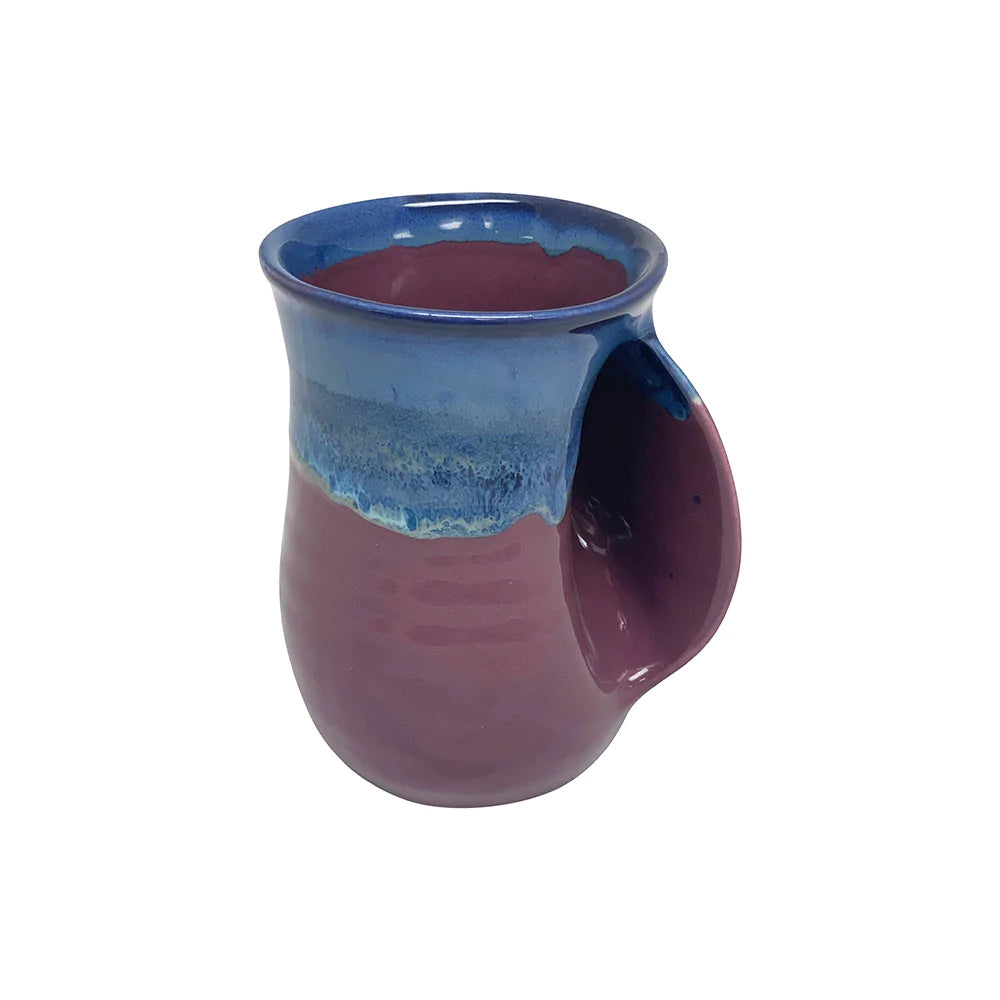 Clay in Motion Handwarmer Mug - Right Handed Ceramic Coffee Cup with Lid (Purple Passion) #19PP - Perfect for Office, Home & Outdoor Use