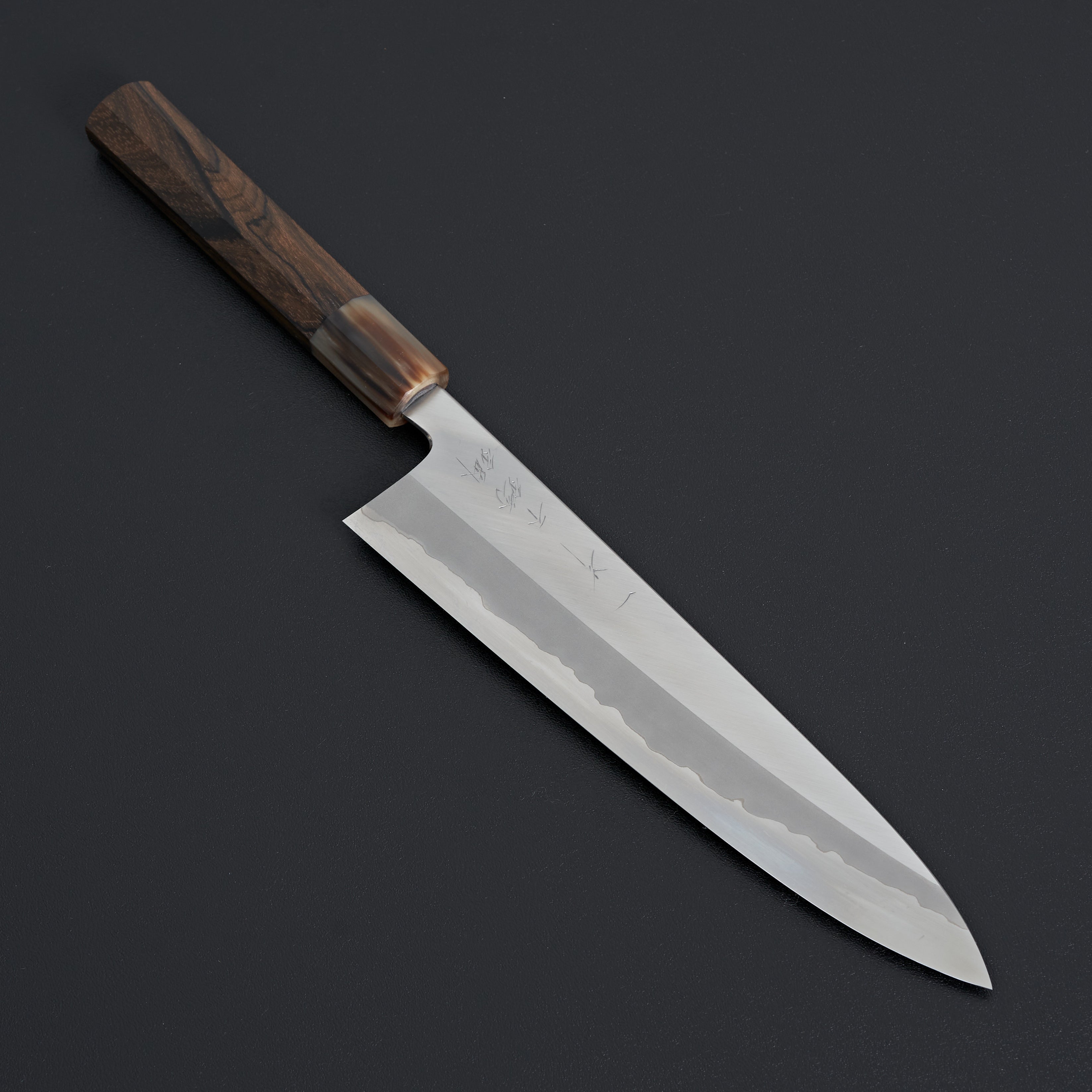 Hitohira Tanaka Kyuzo Blue #1 Stainless Clad Gyuto 240mm Japanese Chef Knife - Ziricote Wood Handle for Professional Cooking & Meat Slicing