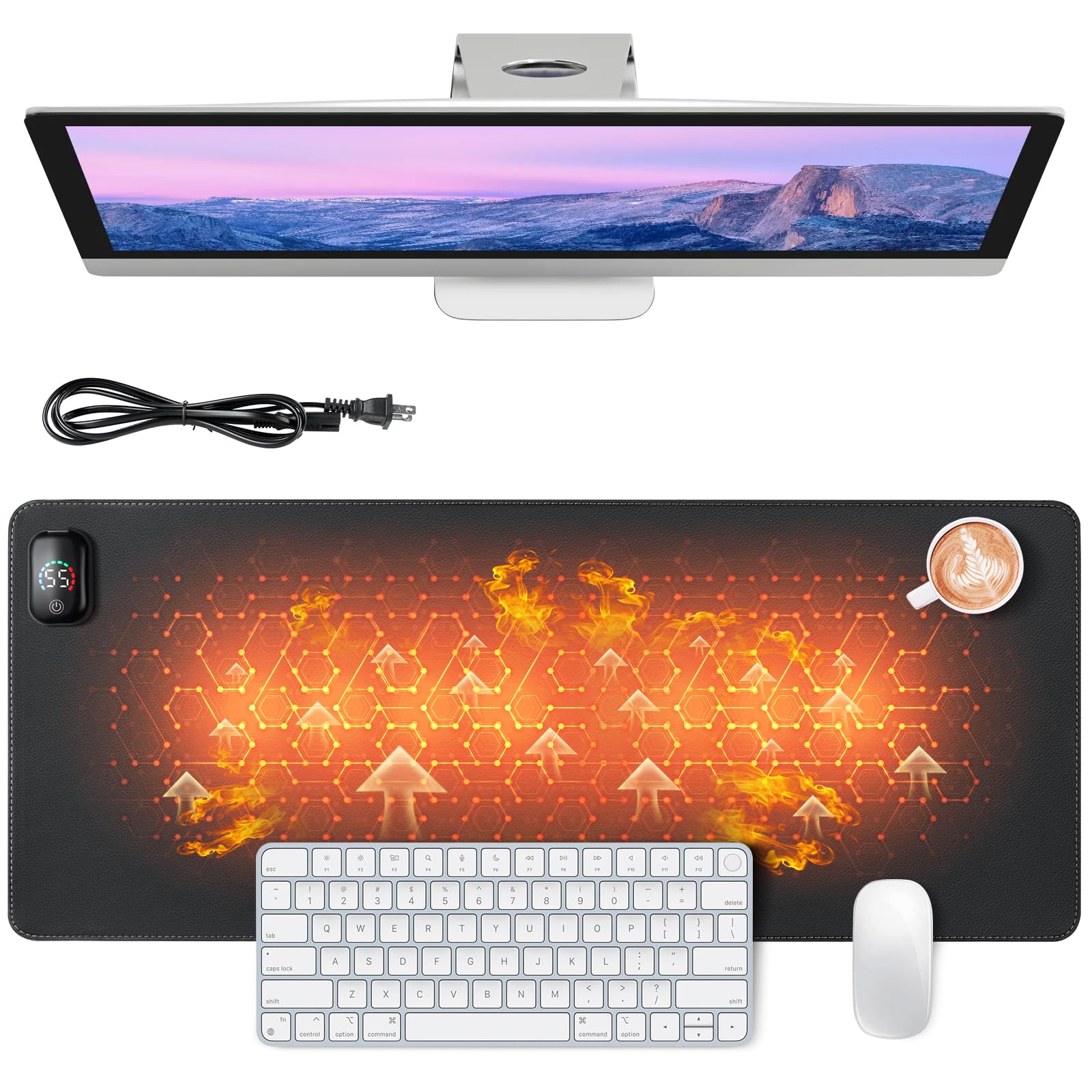 Premium Heated Mouse Pad & Desk Warmer - 3 Adjustable Heat Levels, Large 31.5