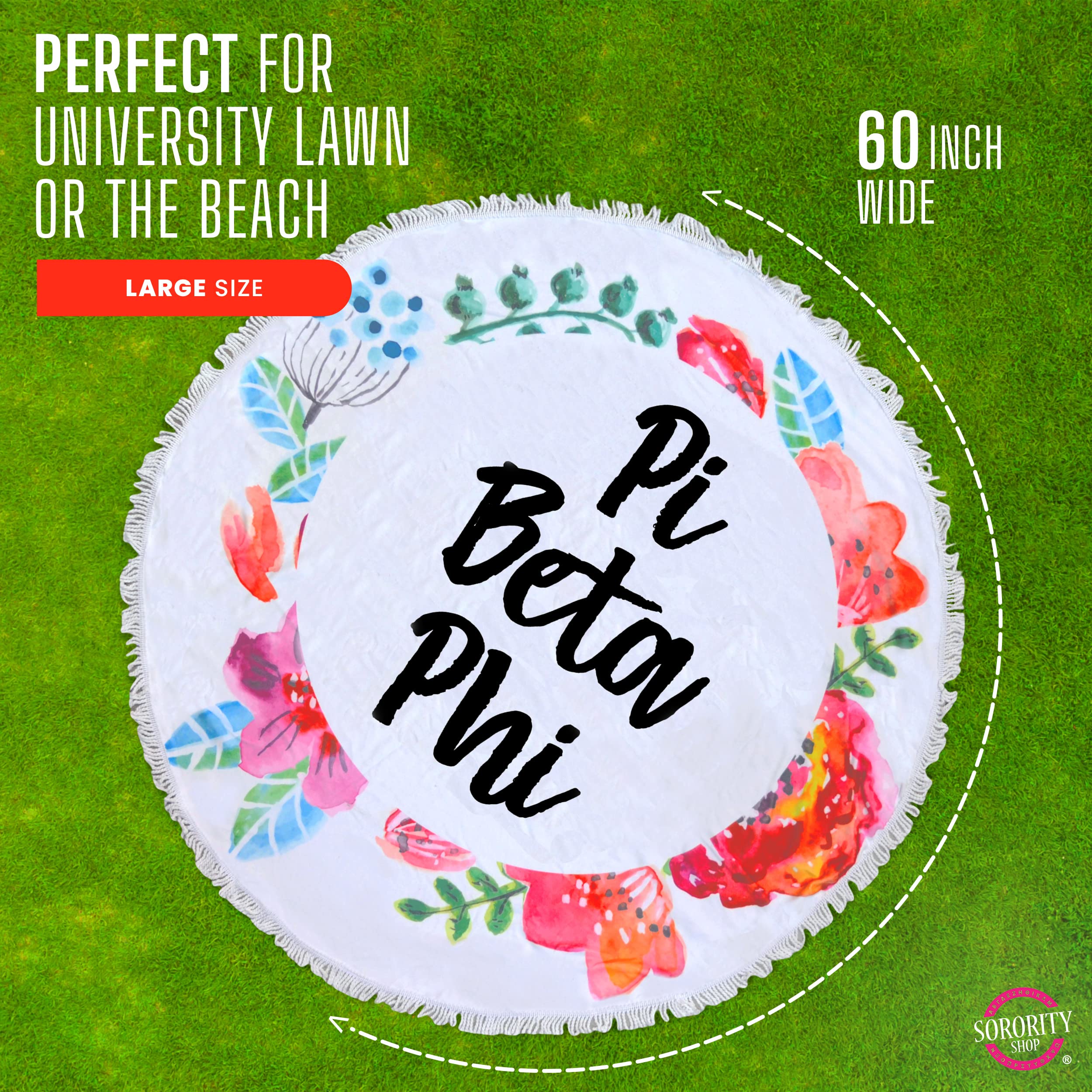 Alpha Sigma Tau Floral Round Beach Towel - 60