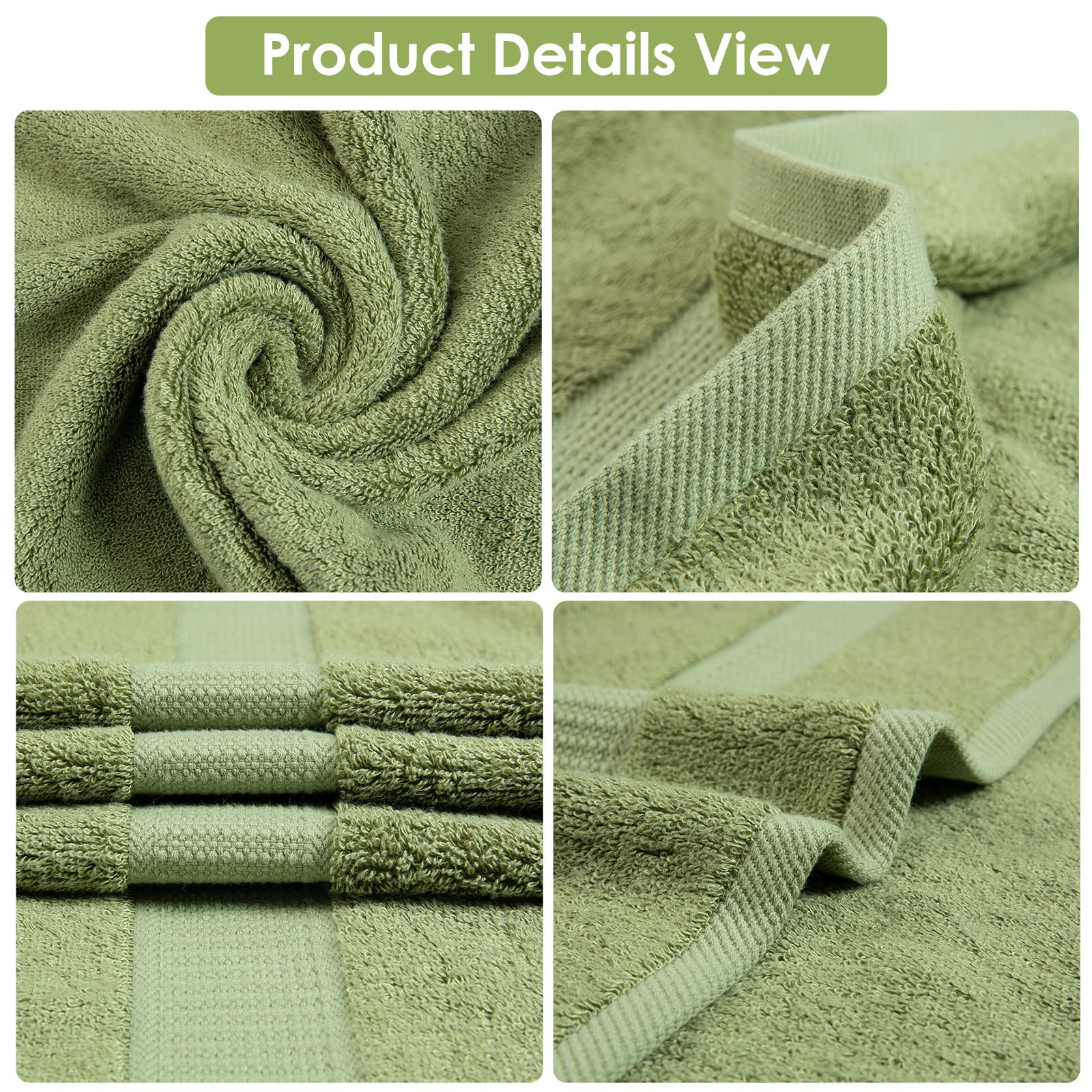 2 Pack Premium Pine Green Hand Towels for Face & Body - Ultra Soft, Highly Absorbent Bath Towel Set for Sensitive Skin - 18