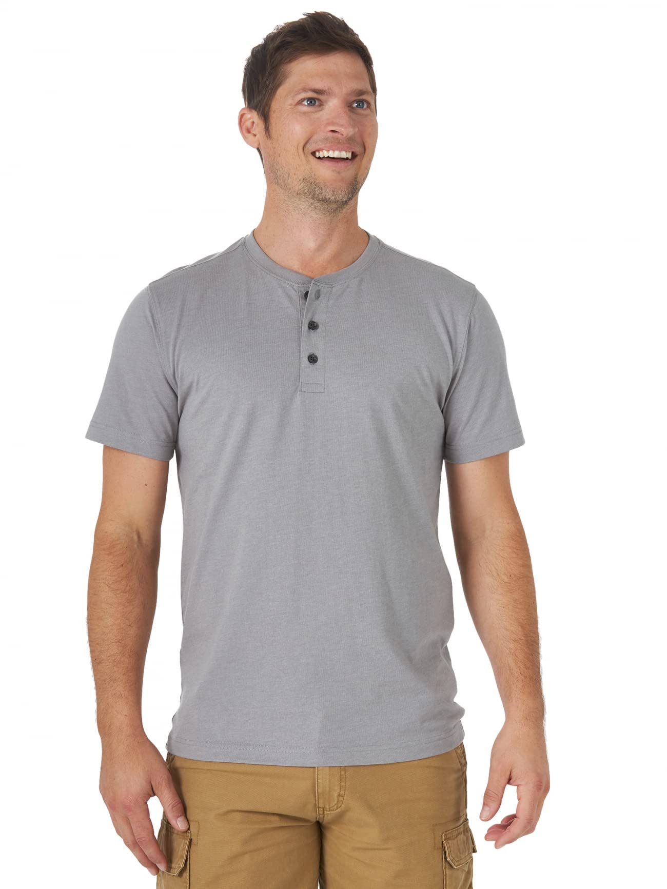 Wrangler Authentics Men's Short Sleeve Henley T-Shirt - Comfortable Casual Shirt for Everyday Wear, Outdoor Activities & Layering