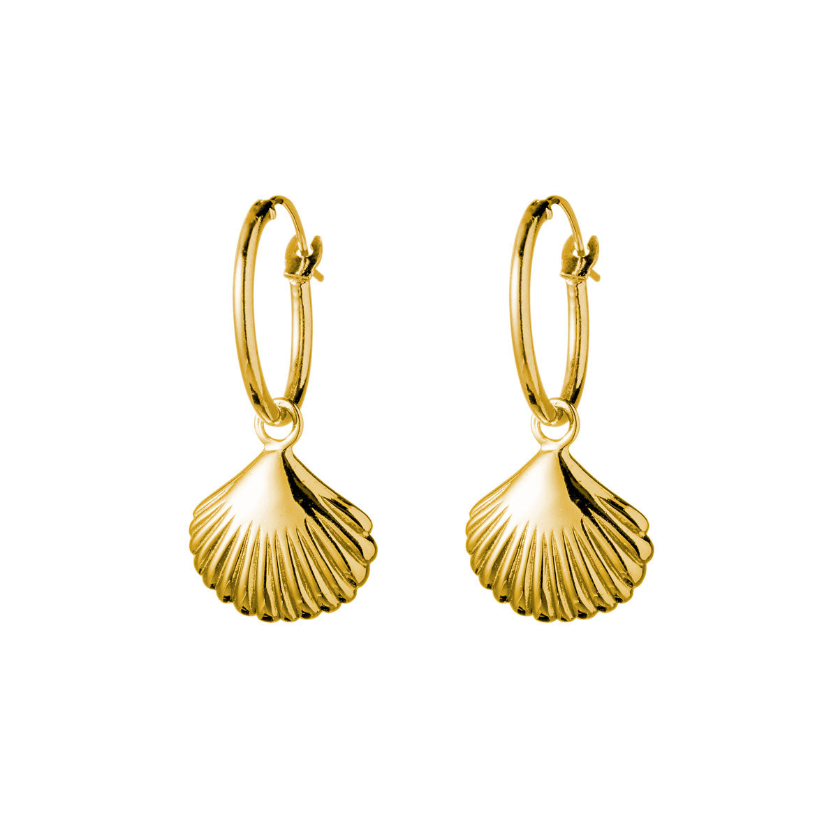 Gold Seashell Hoop Earrings for Women - Elegant Beach Jewelry for Summer, Vacations & Boho Style Outfits