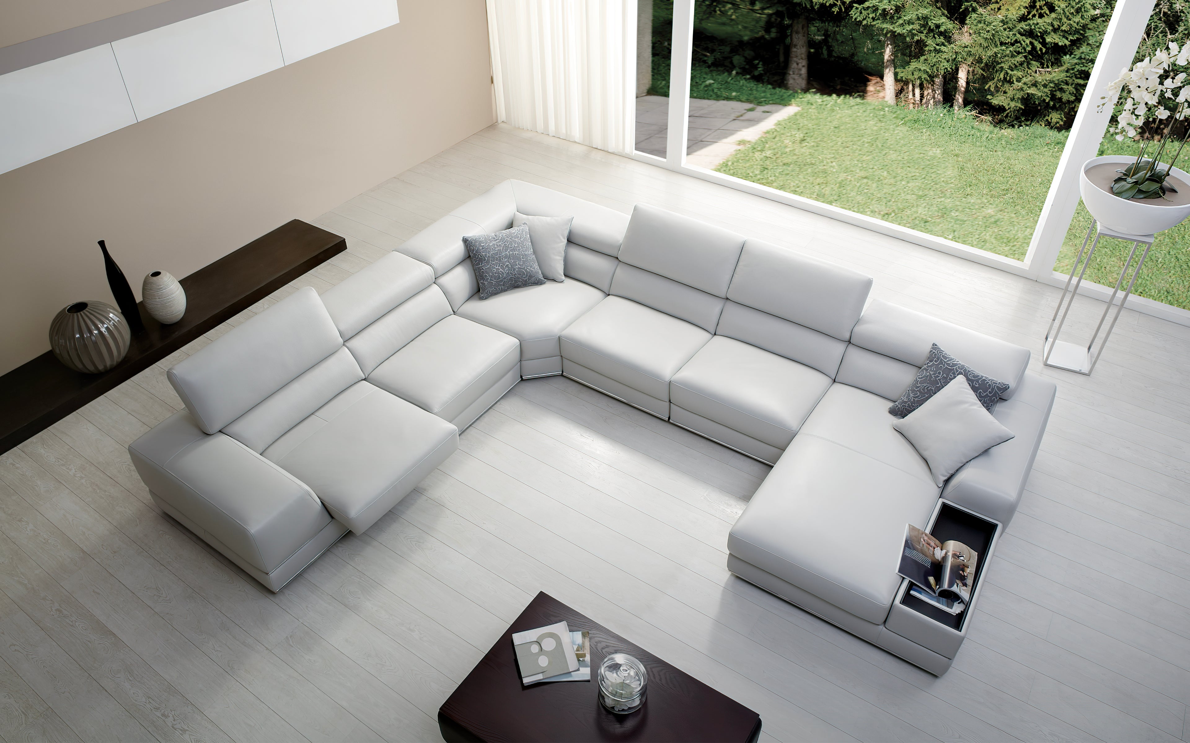 Modern Leather Sectional Sofa - Linehan Contemporary Living Room Furniture for Home & Office - Perfect for Family Gatherings & Relaxation
