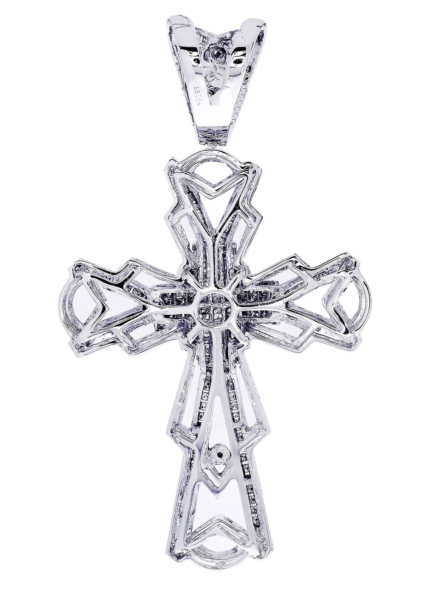 1.51 Carat Diamond Cross Pendant Necklace - 17.99 Grams Solid Gold Religious Jewelry for Women - Perfect for Baptism, First Communion & Special Occasions