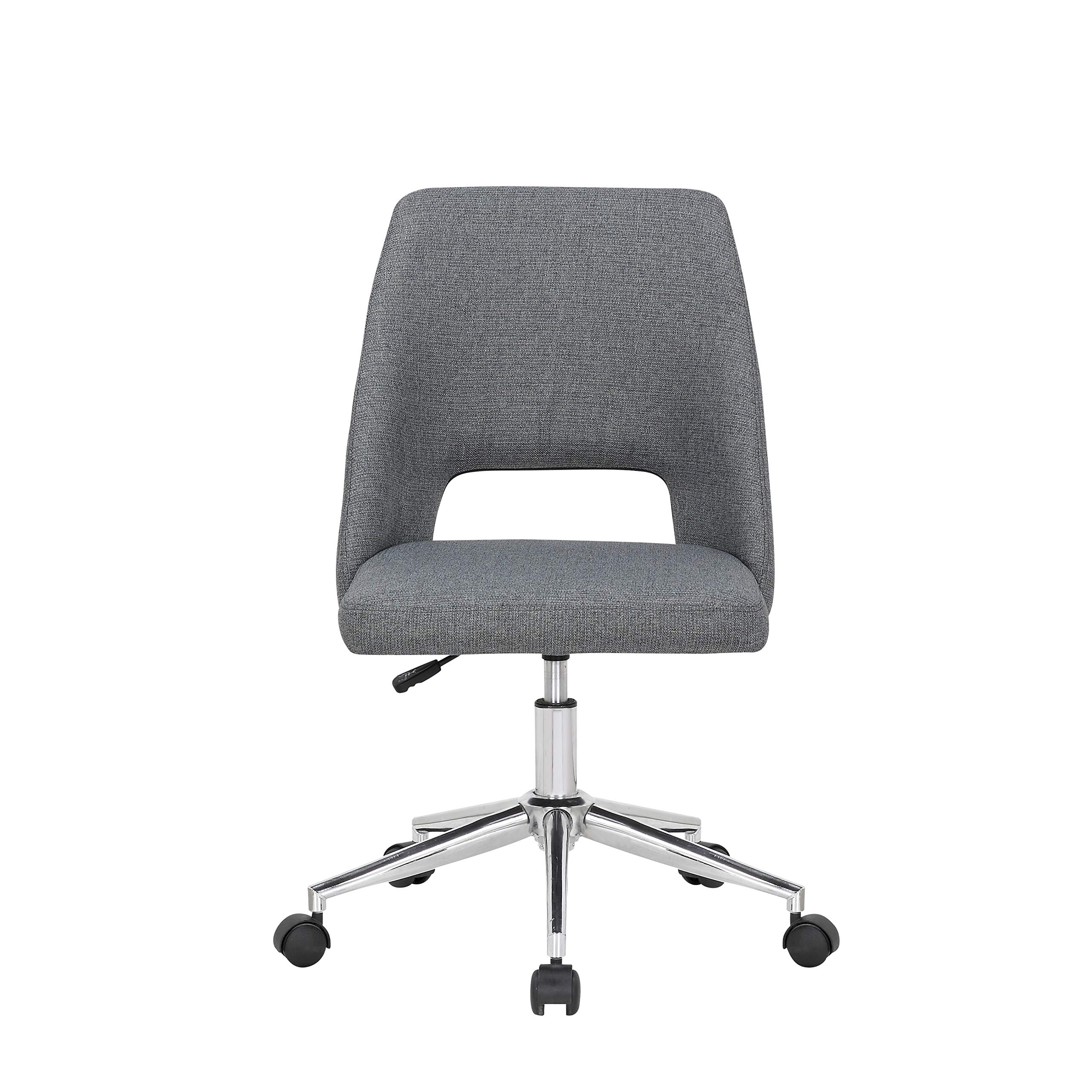 Porthos Home Kimora Modern Office Chair - Breathable Linen Upholstery, Cutout Back Design, Adjustable Height & Smooth-Rolling Casters | Perfect for Small Offices, Home Studios & Workspaces (Armless Ergonomic Desk Chair)