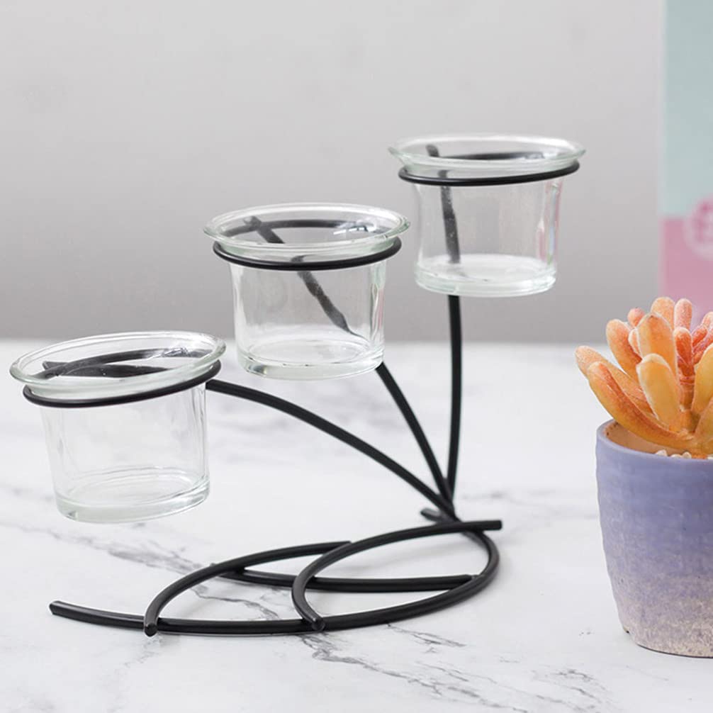 Elegant Hemoton Metal Candle Holder - Modern Tea Light & Pillar Candle Stand with Glass Fragrance Cup - Perfect for Spring Festival Decor, Home Decor, Wedding Centerpieces & Romantic Dinner Ambiance