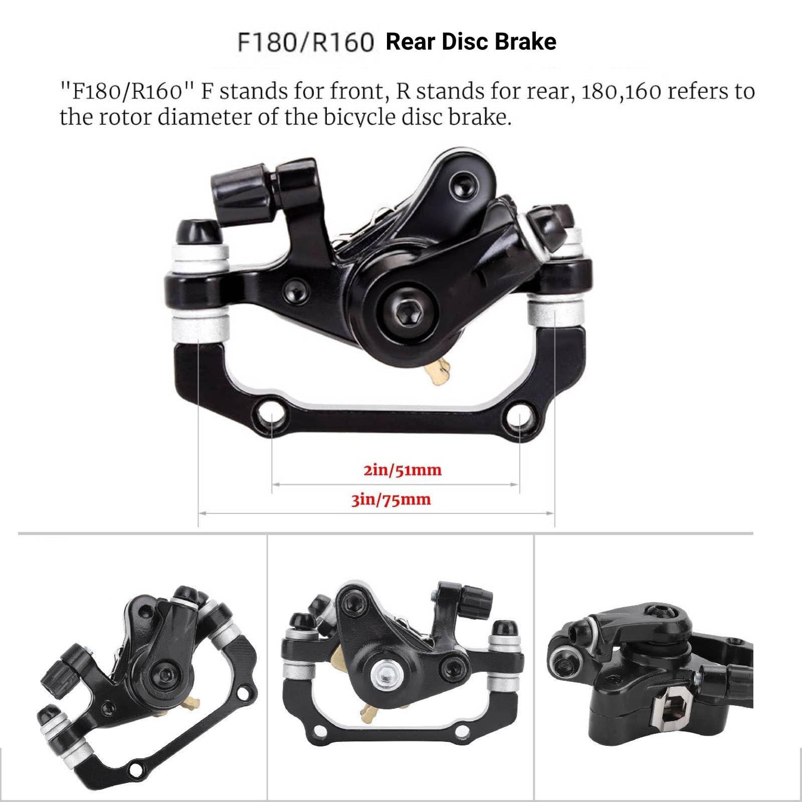 Mountain Bike Disc Brake Set - Rear Disc Brake Caliper with 160mm Rotor & Flange - High Performance Brake Kit for MTB, Road & Hybrid Bikes - Perfect for Trail Riding, Commuting & Off-Road Adventures