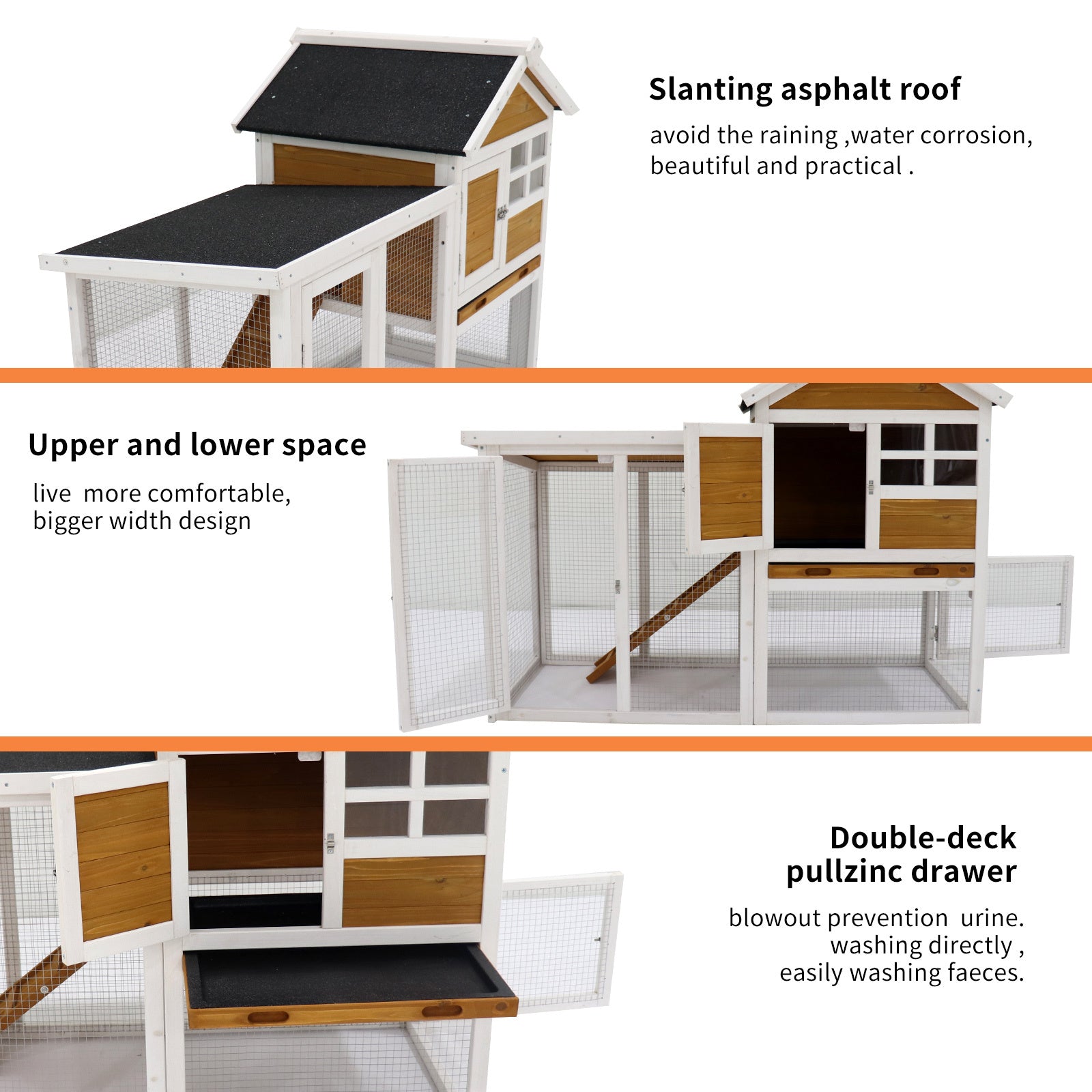 Premium Wooden Chicken Coop - Spacious Hen House & Rabbit Hutch for Backyard Poultry - Durable Outdoor Habitat for Chickens, Rabbits & Small Animals - Perfect for Farm, Garden & Homestead Use
