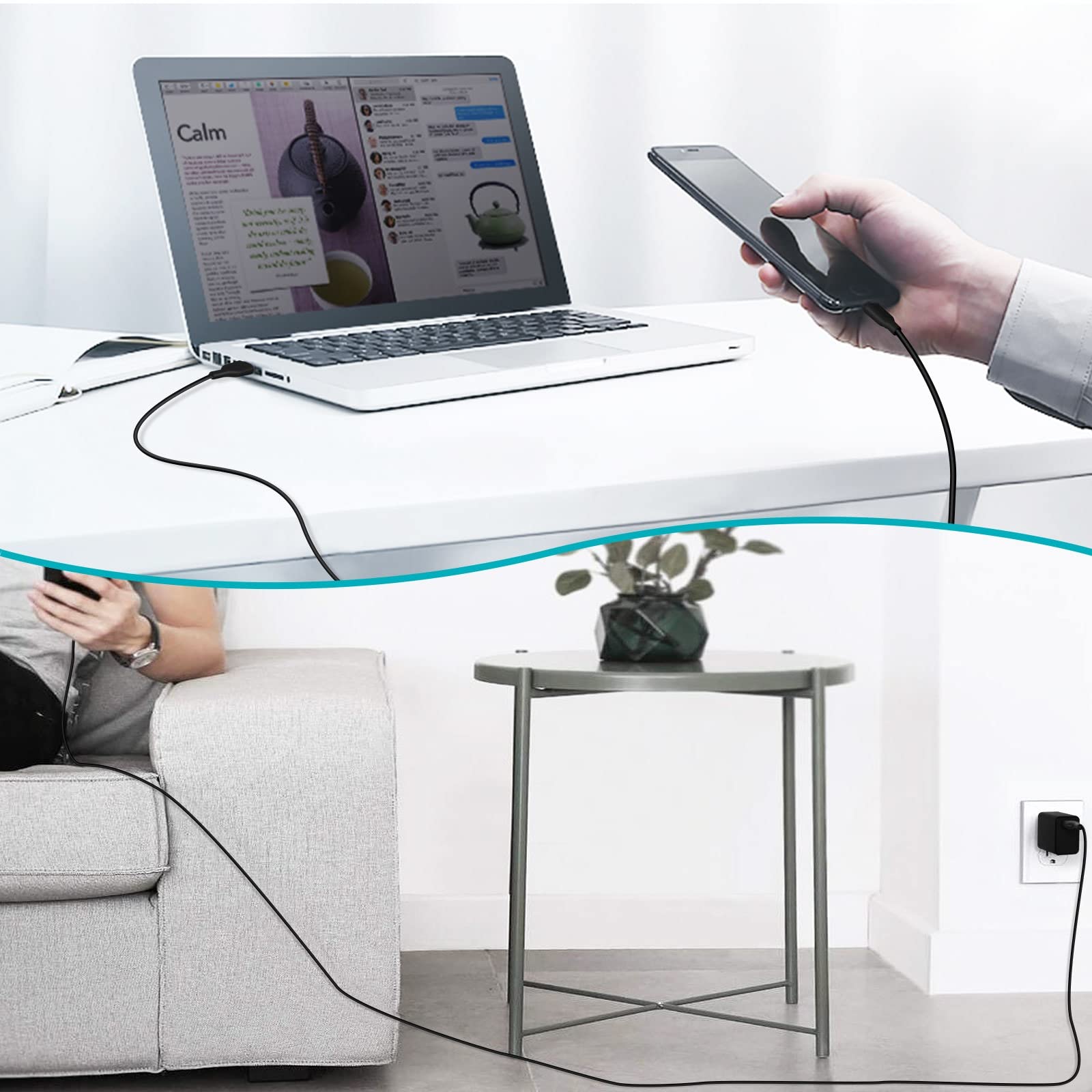 UL Listed 15W QC Fast Charging USB Wall Charger with 10ft USB-C Cable - Compatible with Google Pixel 3, Samsung Galaxy, iPhone | Fast Charger for Home, Office, Travel & Car Use