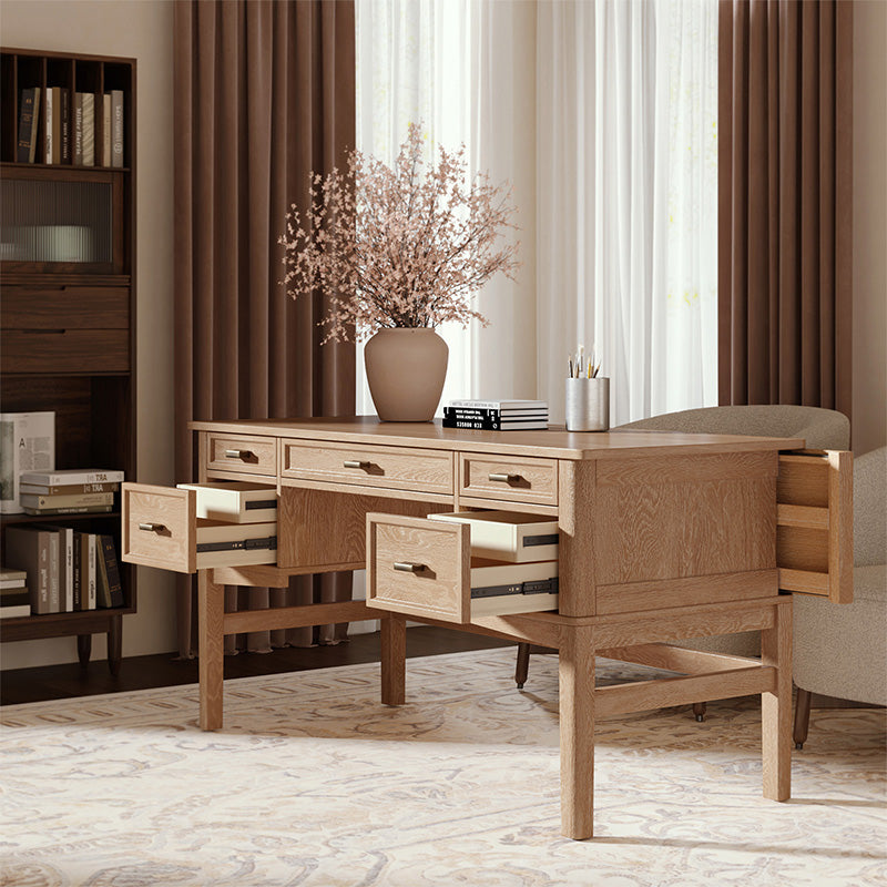 Raquel Modern Transitional Office Desk with Cable Management Hole - Stylish Home Office Desk for Remote Work & Study