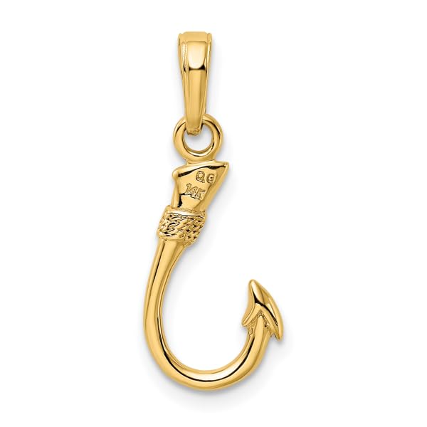 10K Solid Yellow Gold Hawaiian Fish Hook Necklace - Handmade Jewelry Pendant for Women - Perfect for Beach Vacations, Hawaiian Themed Parties & Everyday Boho Style