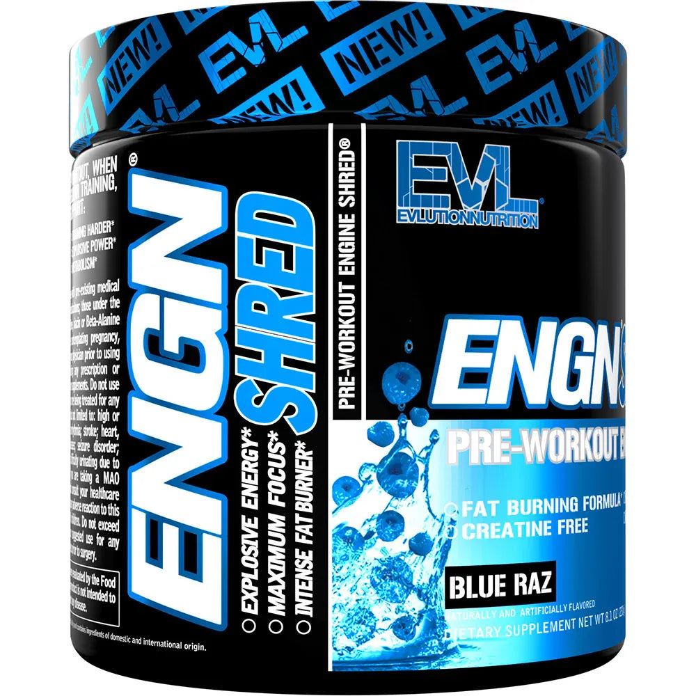EVLution Nutrition ENGN Shred Pre-Workout Powder - 246g (30 Servings) | Fat Burner & Energy Booster for Gym & Fitness Training