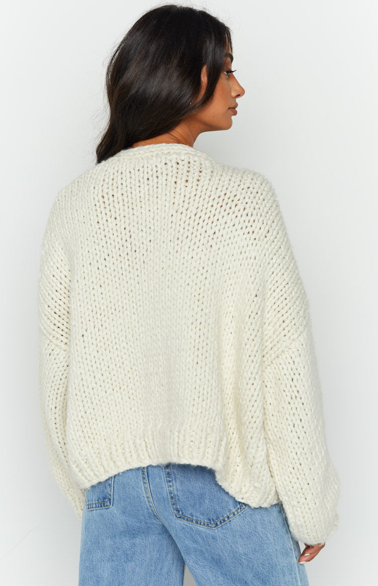 Bad Habits Cream Knit Cardigan Women's Soft Open Front Sweater - Perfect for Fall Layering, Coffee Dates & Cozy Evenings