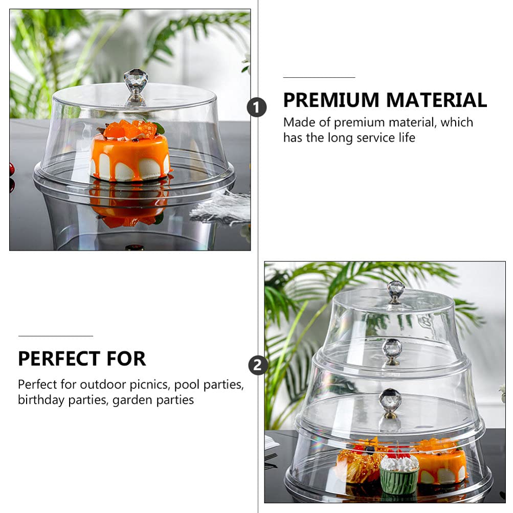 DOITOOL 10-Inch Clear Plastic Cake Dome Cover - Round Cake Stand Display for Desserts, Cheese, Pastries - Food Plate Lid & Serving Platter for Parties, Bakery, Buffet, and Home Kitchen Use