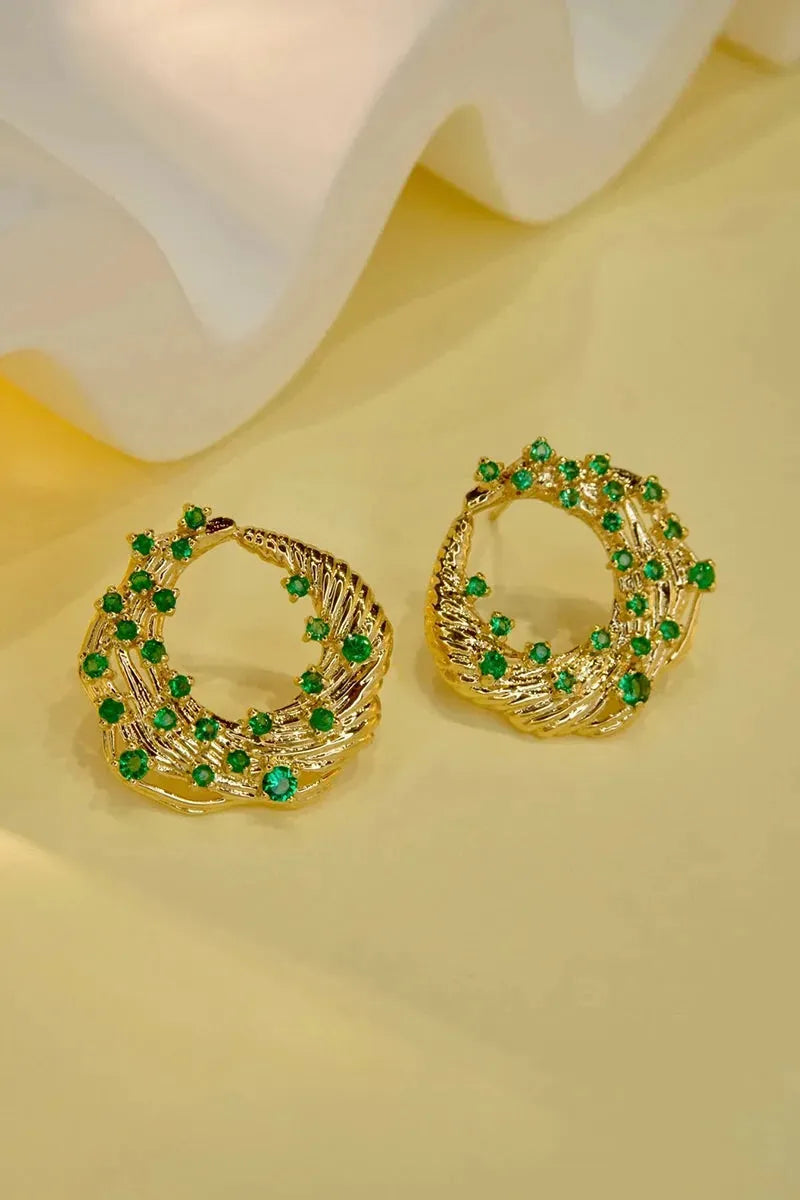 18K Yellow Gold Vintage Elegant Emerald Stud Earrings for Women - 0.68 Carat Real Natural Green Gemstone Jewelry - Perfect for Parties, Weddings & Special Occasions