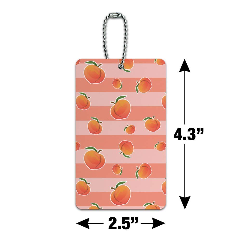 Stylish Peaches and Stripes Pattern Luggage Tag - Durable Suitcase ID Card Holder for Carry-On Bags - Perfect for Travel, Business Trips & Vacation Identification