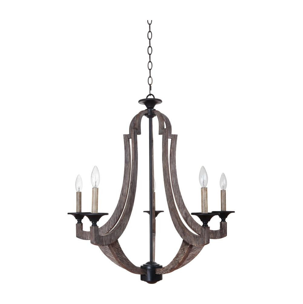 Perricone Weathered Pine Wood Chandelier - Rustic Farmhouse Ceiling Light Fixture for Dining Room, Living Room & Bedroom Decor