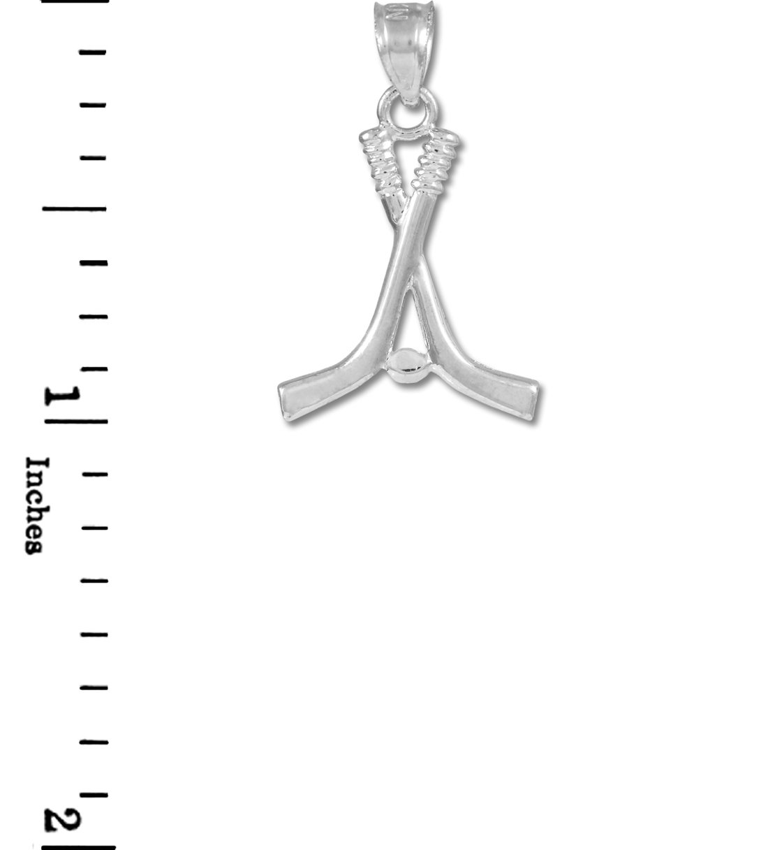 14K White Gold Ice Hockey Stick & Puck Charm Pendant Necklace - Perfect Gift for Hockey Fans & Winter Sports Enthusiasts - Ideal for Games, Parties & Sports-Themed Events