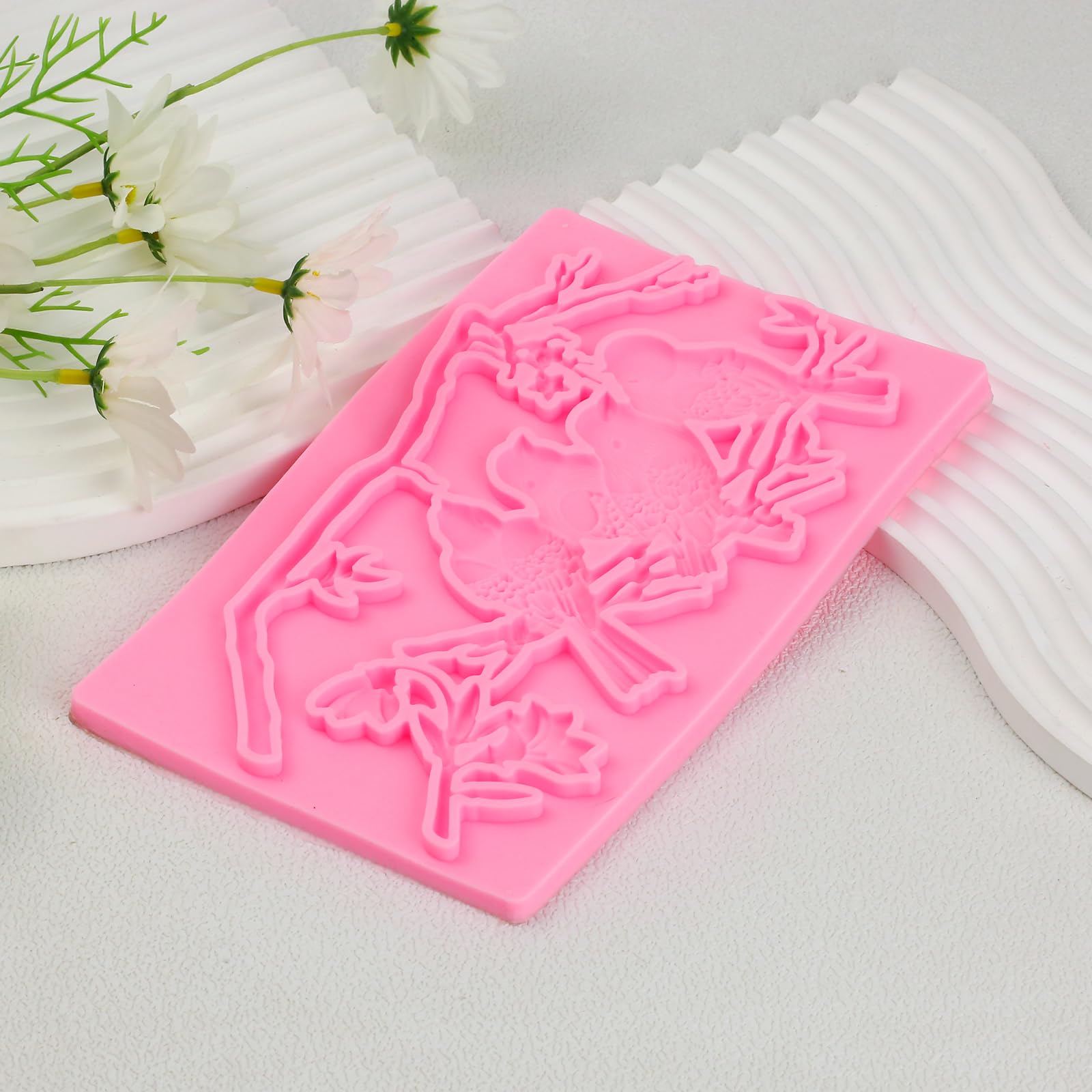 Fun Bird Magpie Fondant Mold | Branch Chocolate Silicone Mold for Wedding Cake Decorations, Cupcake Toppers, Muffins & Cookies | Perfect for Chocolate, Candy, Marzipan, Home Decor, Plaster & Resin Clay | Ideal for Baking, DIY Crafts & Party Decorations