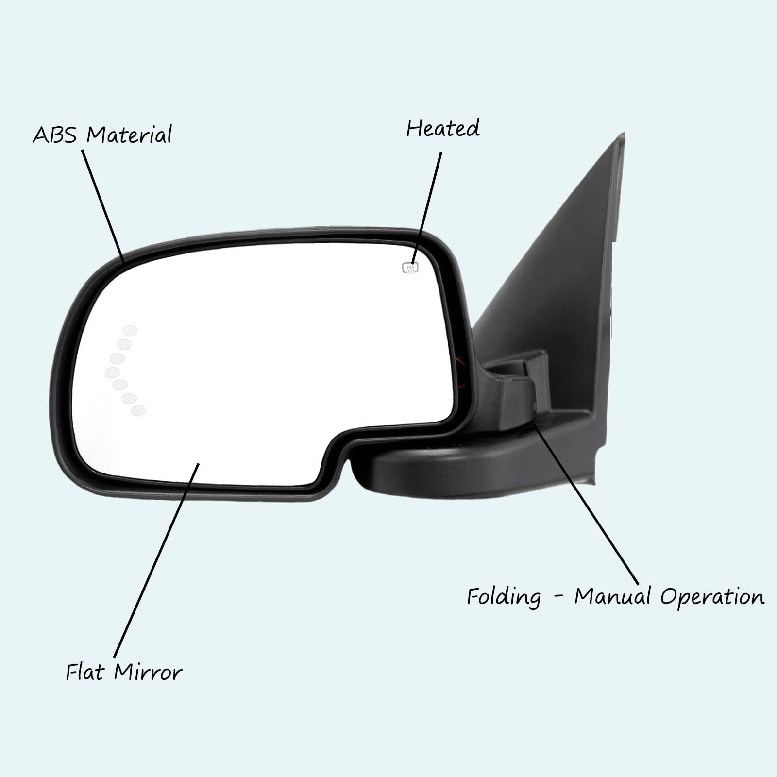 2003-2007 Chevy Silverado & GMC Sierra 1500/2500/3500 HD Towing Mirrors Set - Power Heated Driver & Passenger Side Replacement Mirrors for Chevy Tahoe & GMC Yukon - Perfect for Towing, Off-Roading & Enhanced Visibility