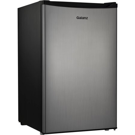 Galanz 4.3 cu ft Compact Single Door Refrigerator with Freezer - Stainless Steel - Perfect for Dorm, Office, Apartment & Small Spaces