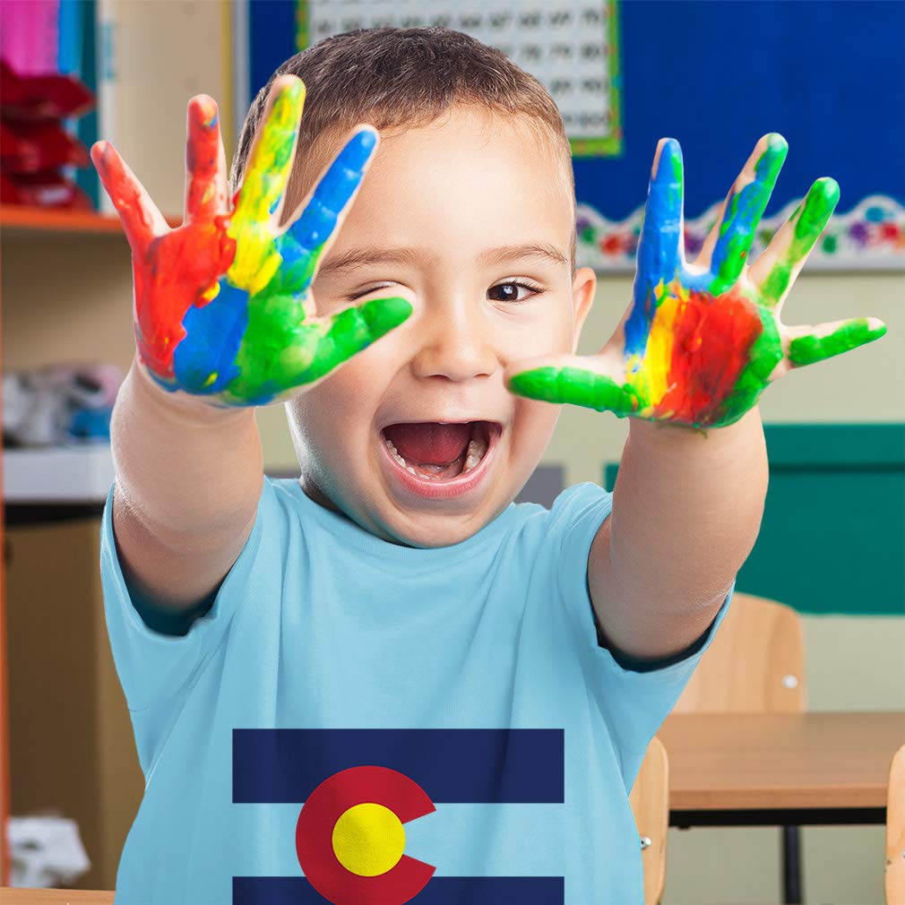Colorado Flag Map Toddler T-Shirt - 100% Cotton Boys & Girls Funny Baby Tee - Perfect for Playdates, Family Outings & State Pride