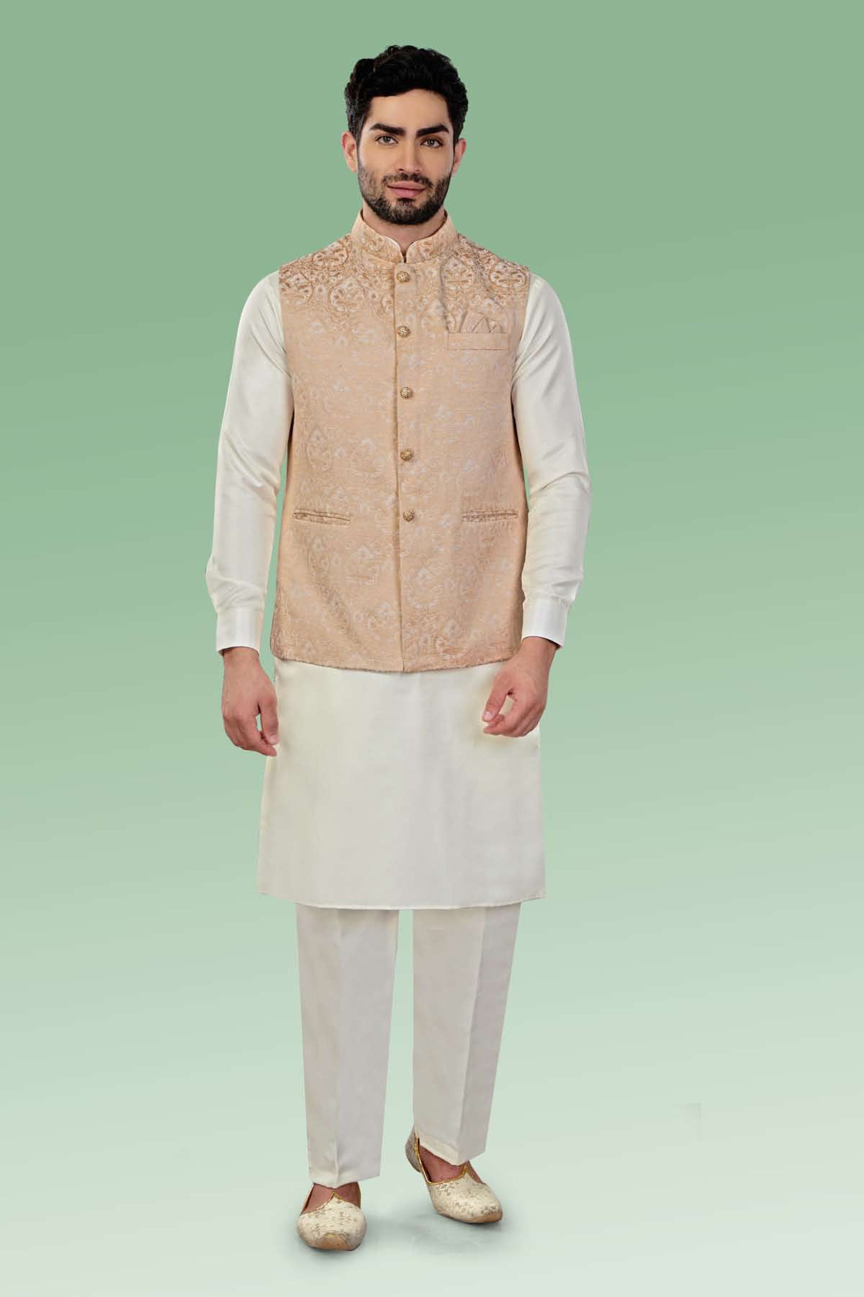 Premium Cotton Polyester Gold Waistcoat for Men - Elegant Formal Vest for Weddings, Parties & Business Events