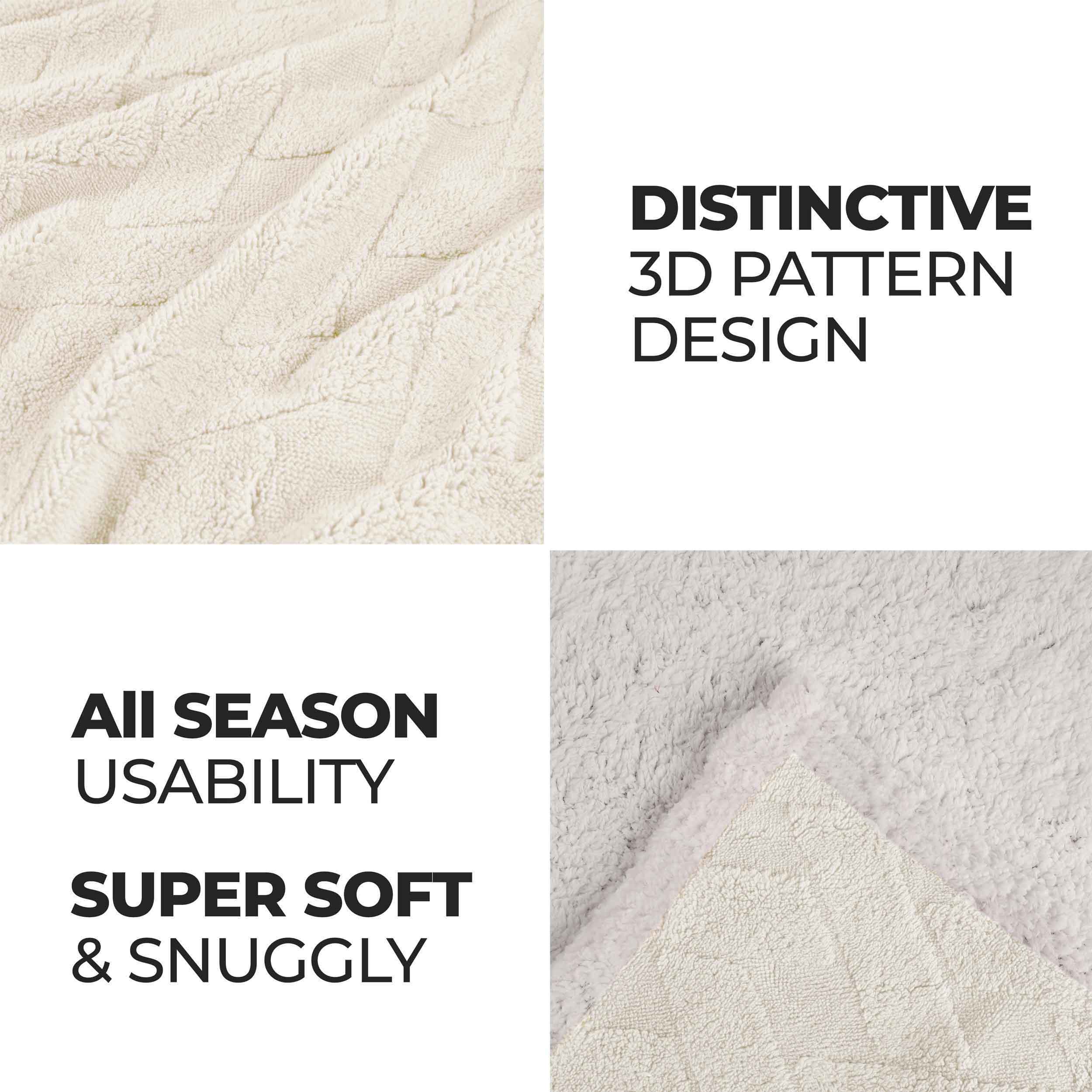 Nuuk Reversible Jacquard Lattice Plush Sherpa Fleece Blanket - Ultra Soft & Warm Winter Throw for Couch, Bed & Travel - Cozy Home Decor Gift for Christmas & Cold Weather