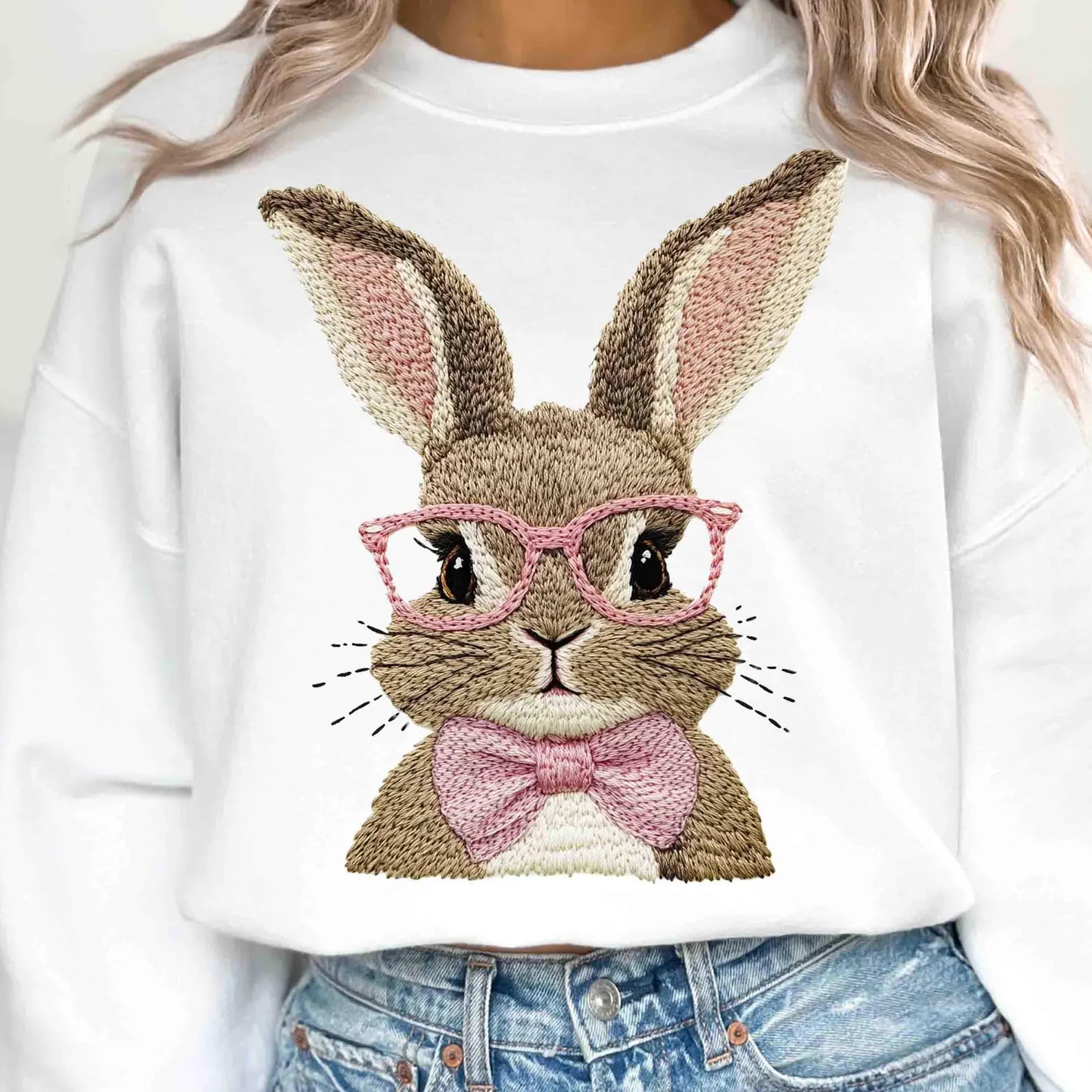 One Smart Bunny Graphic Sweatshirt - Cute Rabbit Design Pullover in 3 Colors (Black, White, Pink) | Cozy Casual Wear for Women, Perfect for School, Work & Weekend Outfits