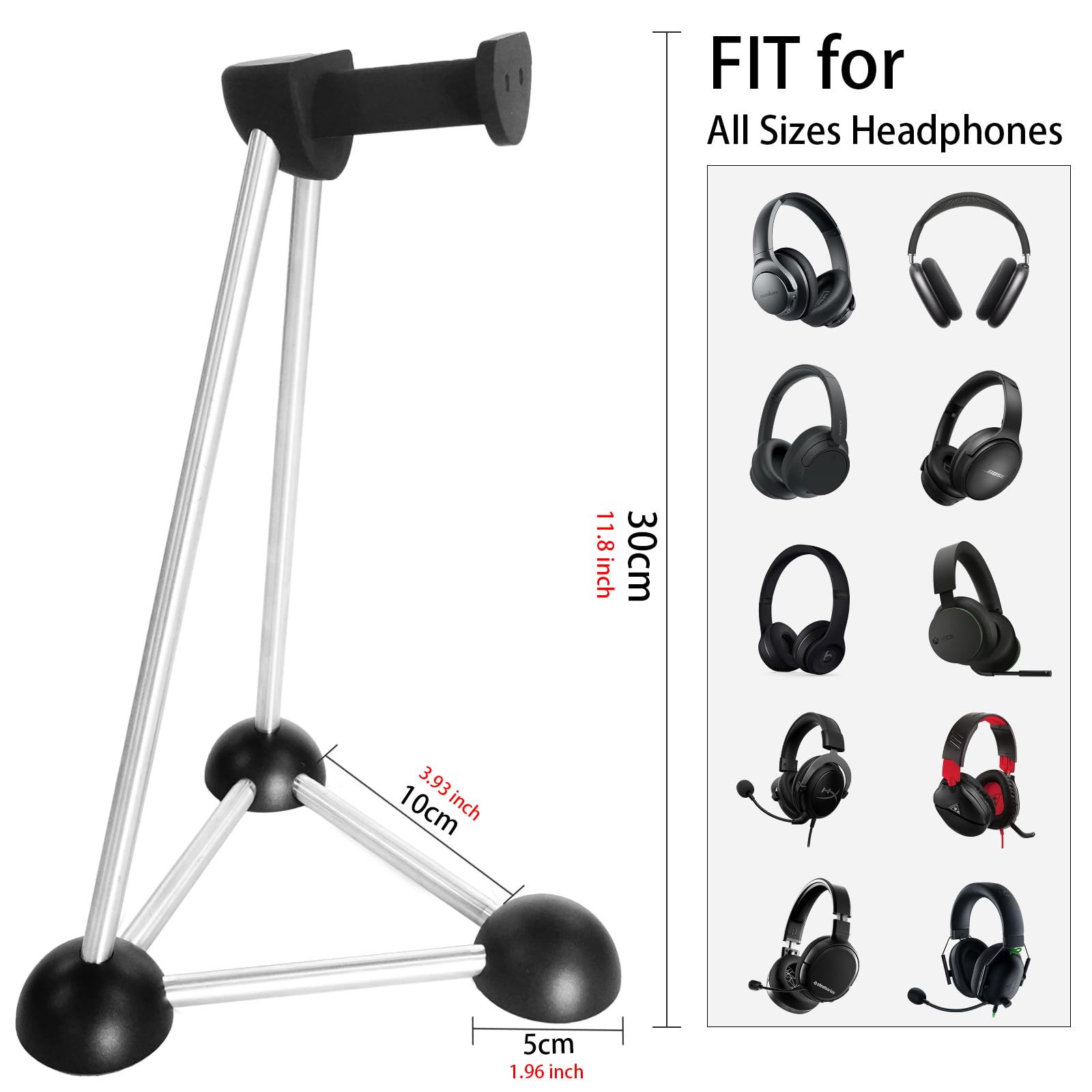 Premium Headphone Stand - Universal Desktop Headset Holder for Gaming & Studio Use - Compatible with SteelSeries, Logitech, HyperX, Sony, Beats, Sennheiser, Anker, Xbox & All Headphones (Red/Black) - Perfect for Gaming Setup, Home Office & Workspace Organization