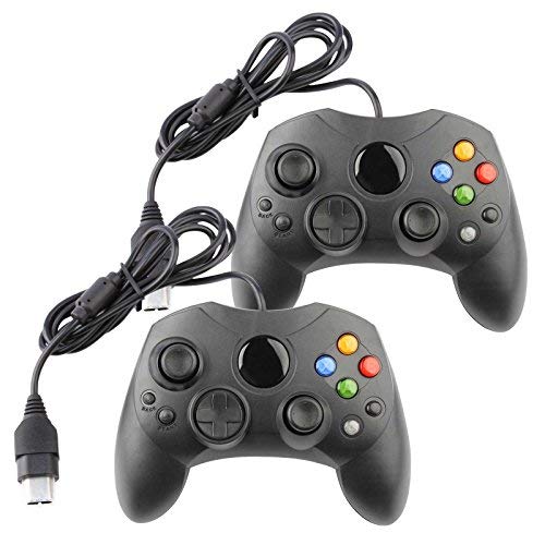 Original Xbox Replacement Controller - Microsoft S-Type Black (2-Pack) | Compatible with Xbox Original Console | Perfect for Gaming, Multiplayer & Retro Gaming Sessions