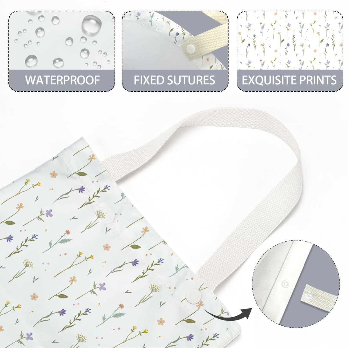 Waterproof Hanging Car Trash Bag - Back Seat Organizer & Garbage Can for Vehicle Accessories | Travel, Camping, Road Trips | Daisy Floral Decor