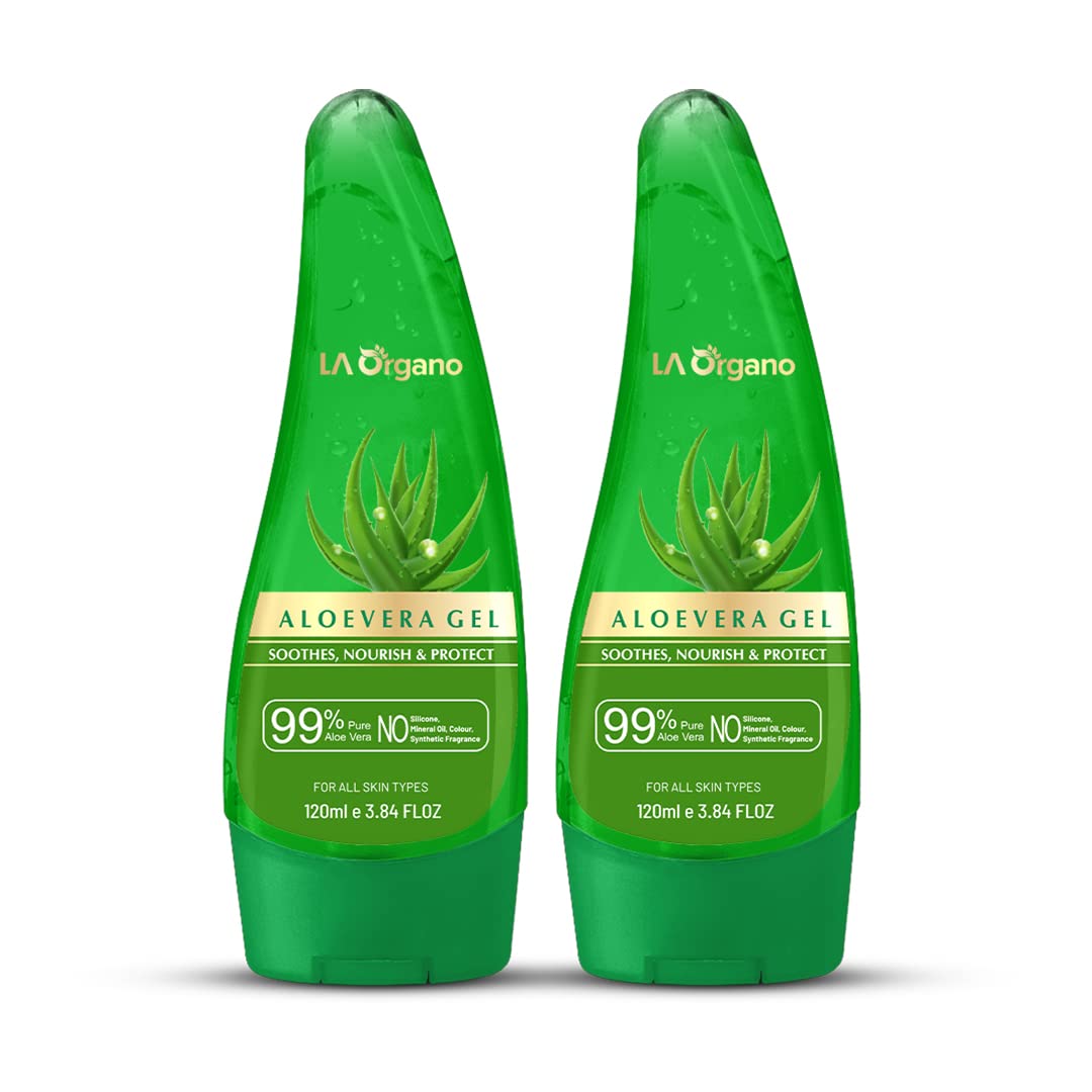 Organic Aloe Vera Gel for Skin & Hair Care - Soothing After Shave Lotion, Sunburn Relief & Acne Treatment - Deep Hydration & Repair (Pack of 2) - Perfect for Sunburn Recovery, Daily Moisturizing & Post-Shave Care