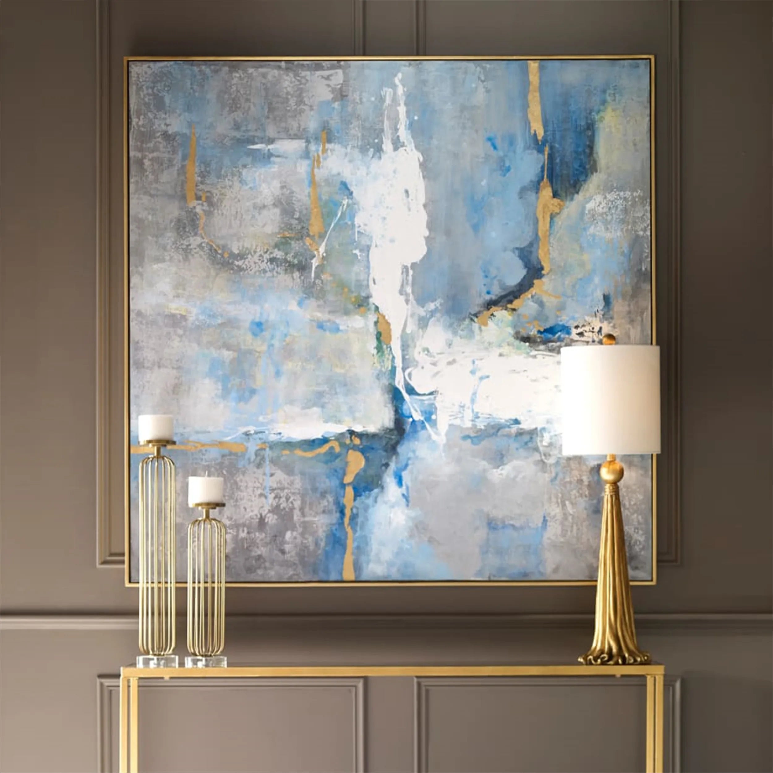 Blue & Green Abstract Wall Art Print #BG079 - Modern Canvas Painting for Living Room, Bedroom & Office Decor