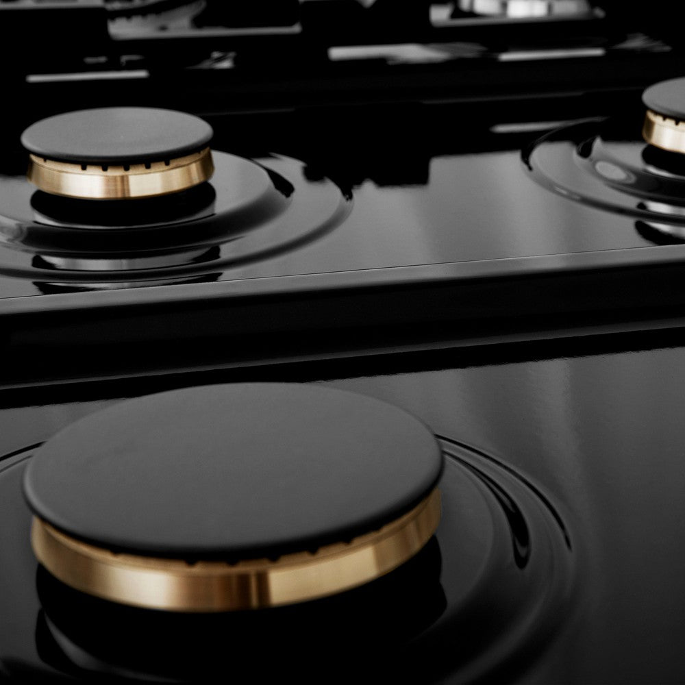 ZLINE 36 Inch 6-Burner Gas Rangetop with Brass Burners & Porcelain Cooktop - Satin Stainless Steel (RTS BR 36) | Professional Kitchen Stove for Home Chefs & Cooking Enthusiasts
