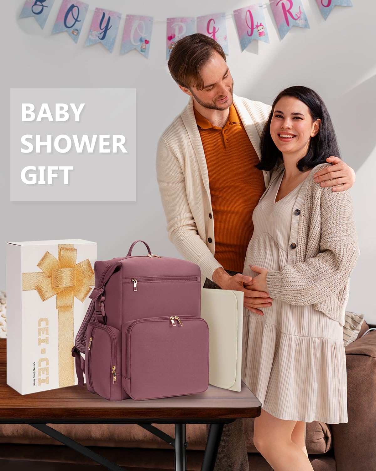 CEI-CEI Insulated Neoprene Diaper Backpack for Baby & Travel - Large Waterproof Maternity Bag with Changing Pad & Thermal Pockets | Perfect for Newborn Care, Daycare, Family Outings & Airplane Trips