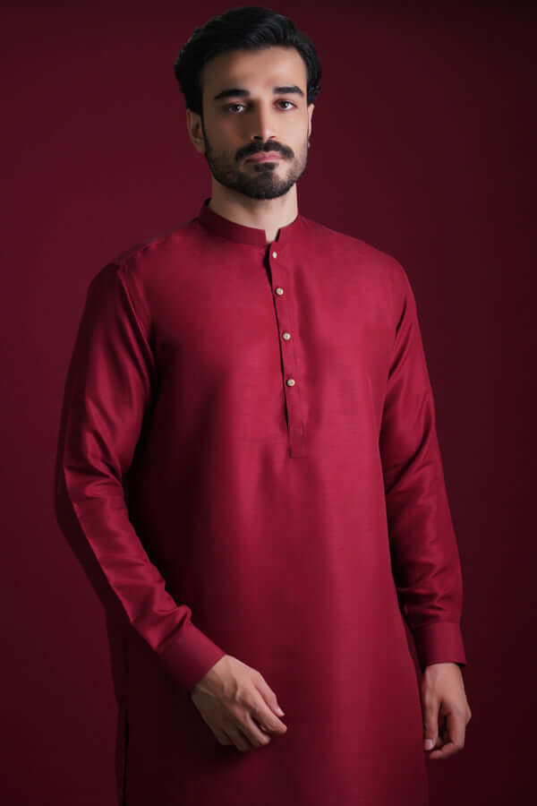 Stylish Deep Maroon Kurta Pajama Set for Men | Traditional Indian Ethnic Wear | Perfect for Weddings, Festivals & Special Occasions