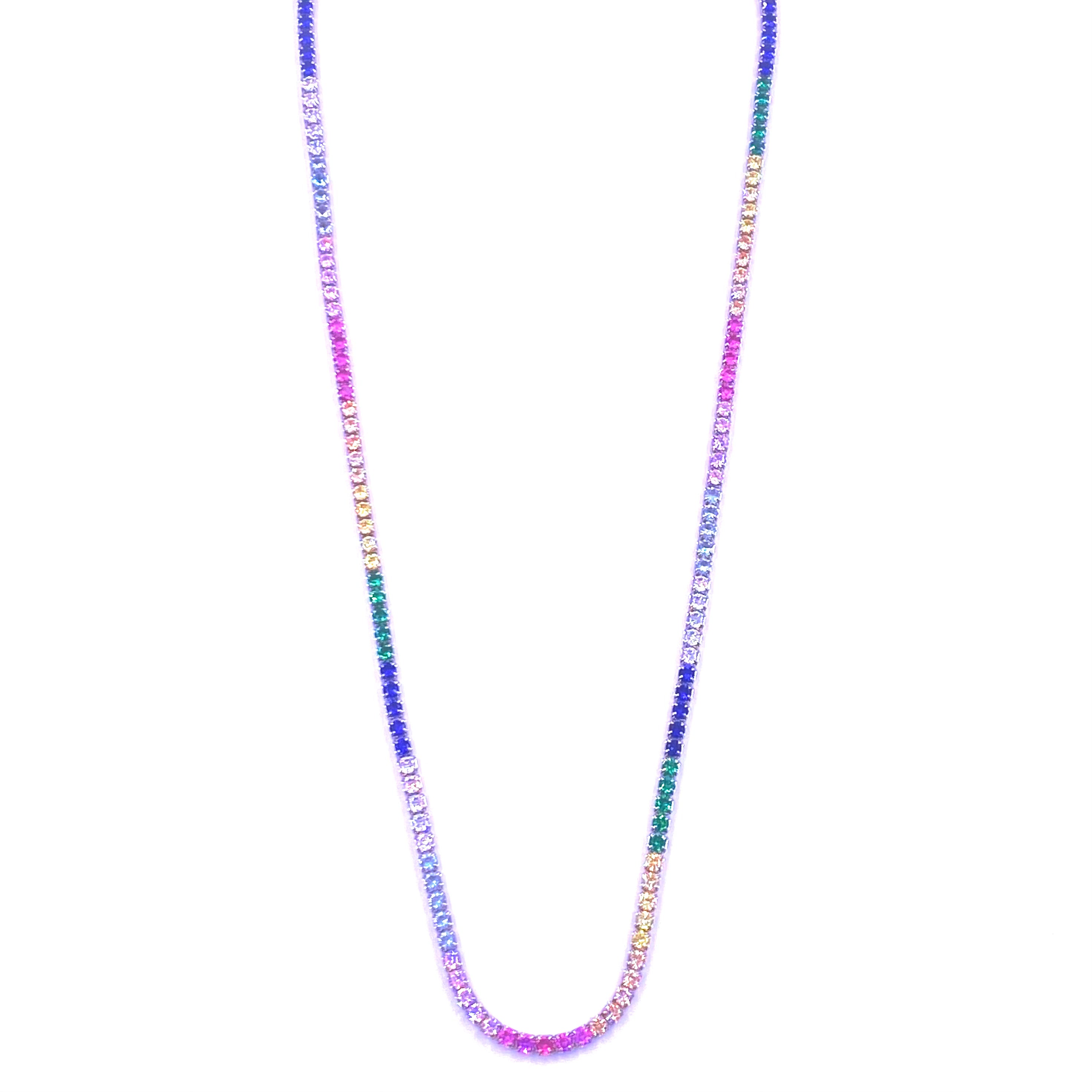 Ashley Gold Sterling Silver Rainbow CZ Eternity Necklace for Women - Elegant Cubic Zirconia Jewelry Gift for Anniversary, Birthday & Valentine's Day