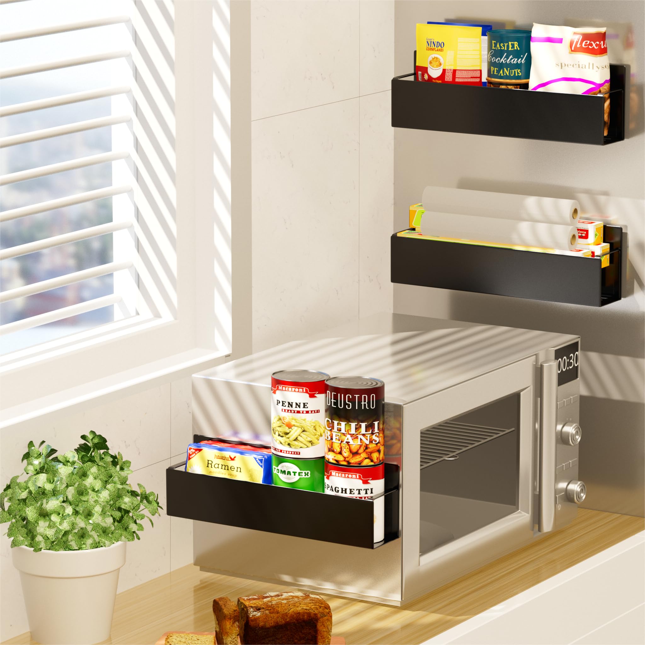 2 Pack Magnetic Spice Rack for Refrigerator - Space Saving Kitchen Storage Organizer for Spice Jars, Movable Magnetic Spice Holder for Fridge, Microwave, Washing Machine - Perfect for Small Kitchens & Pantry Organization